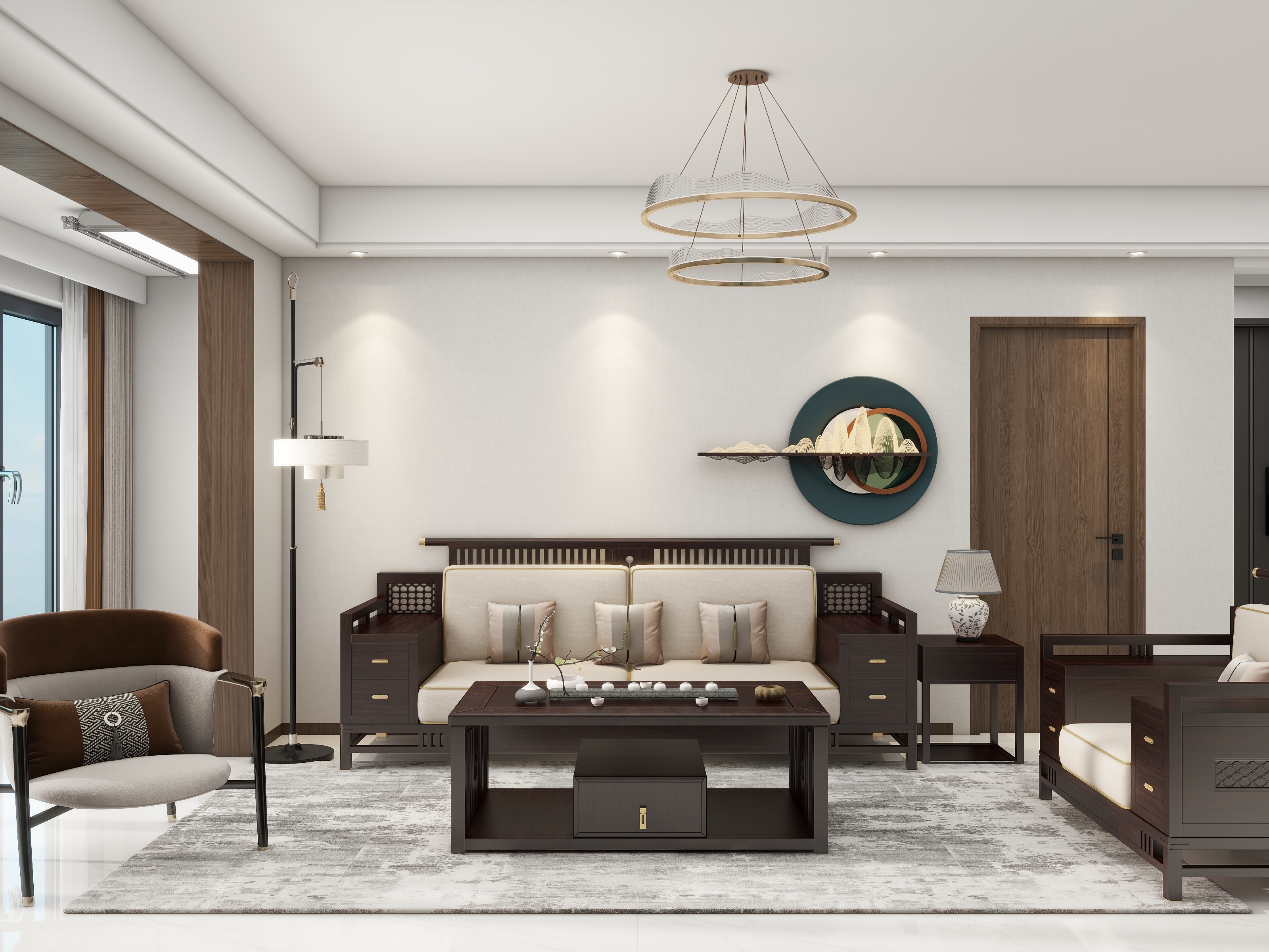 李青越-120平方新中式风格三居室装修效果图