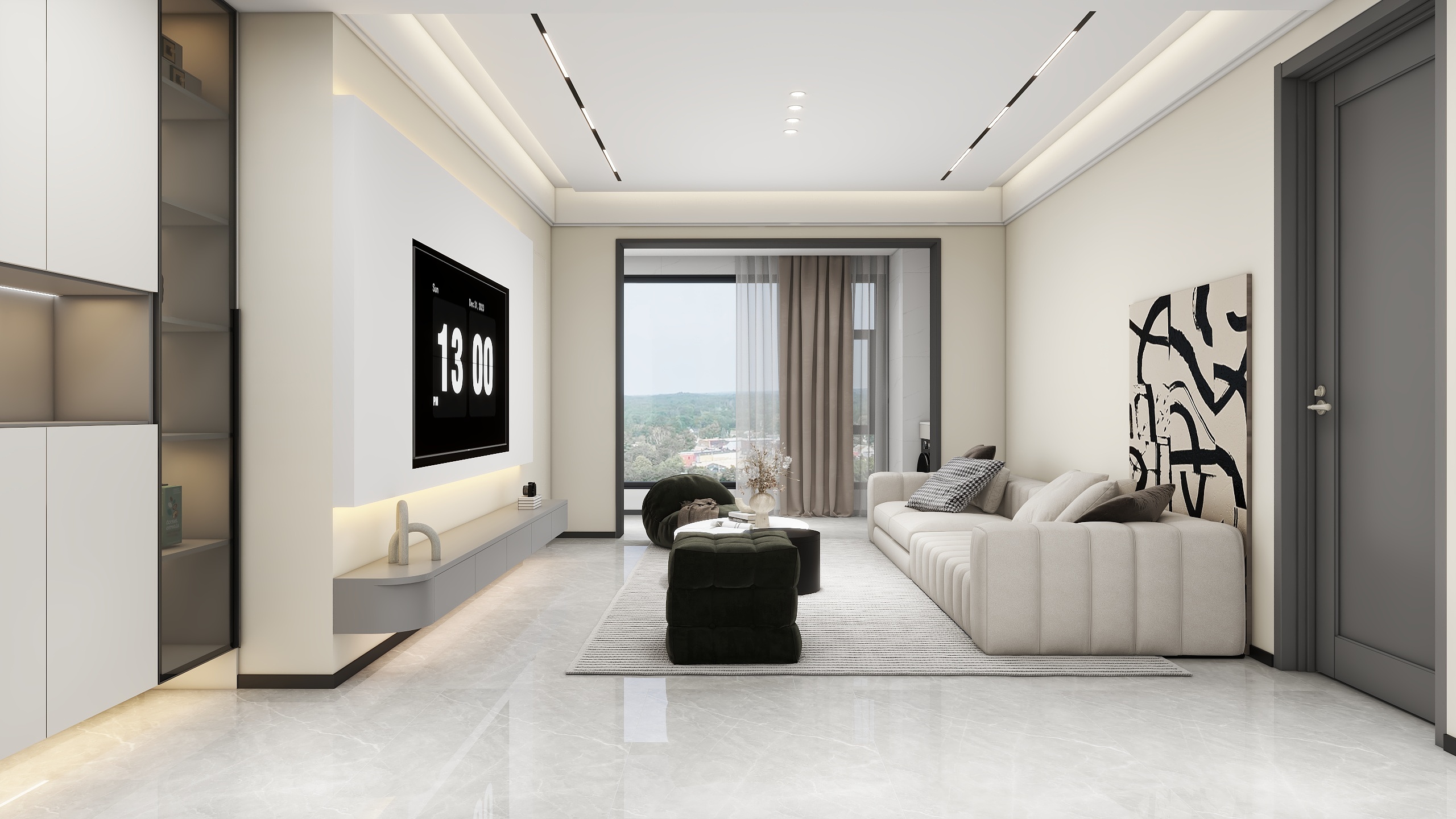 原创001-三居112m²奶油风装修效果图