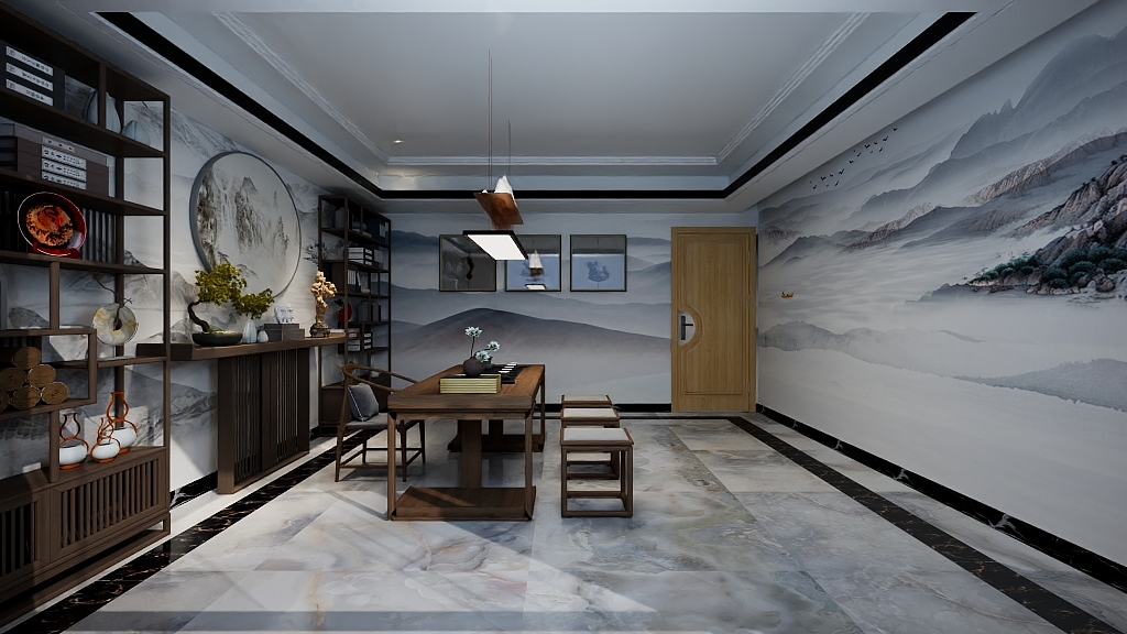 卡布奇诺HlWT-茶室自由绘制联系图-装修设计方案