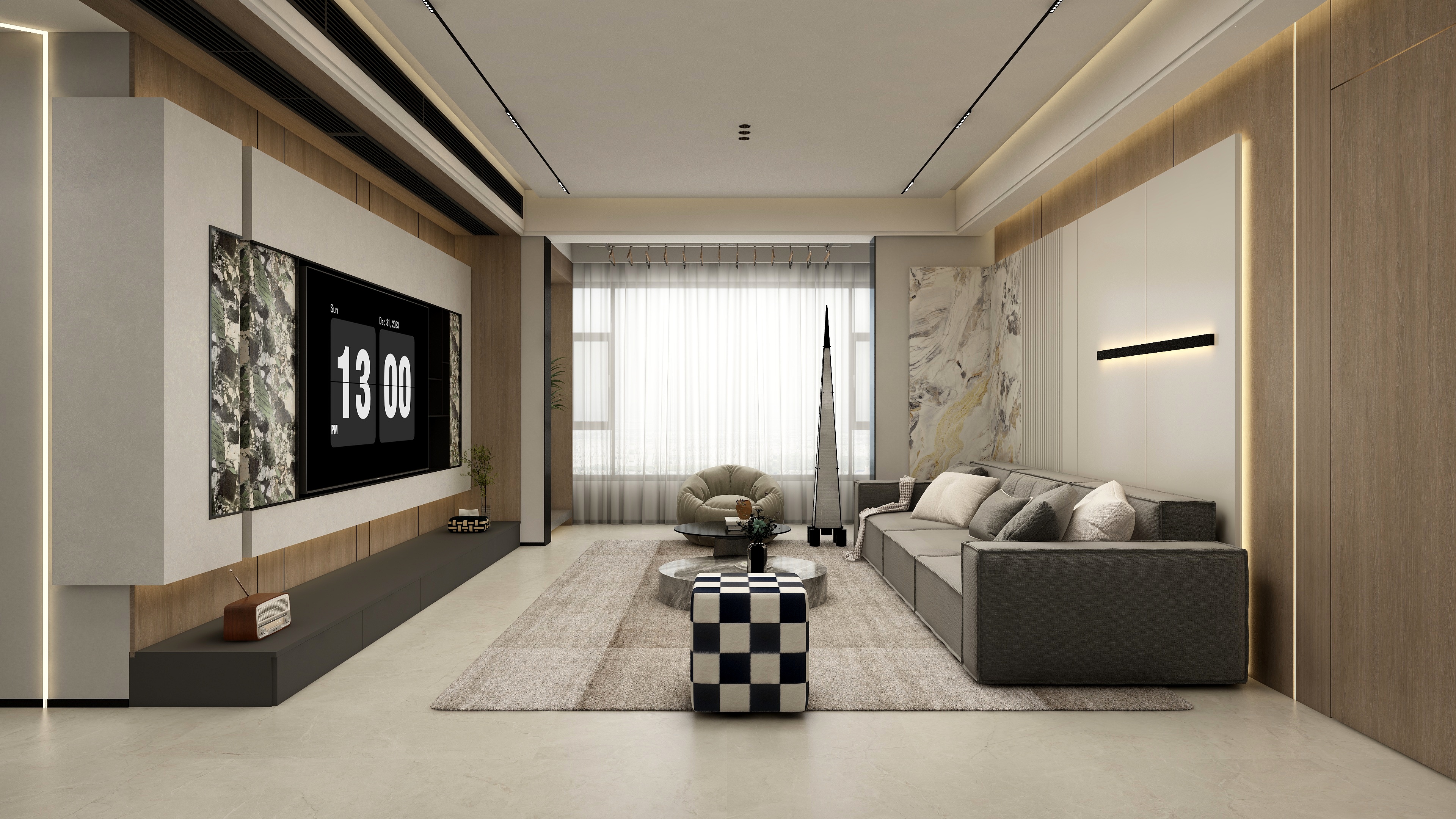 张煜强煜境设计-177平米现代轻奢四房装修效果图