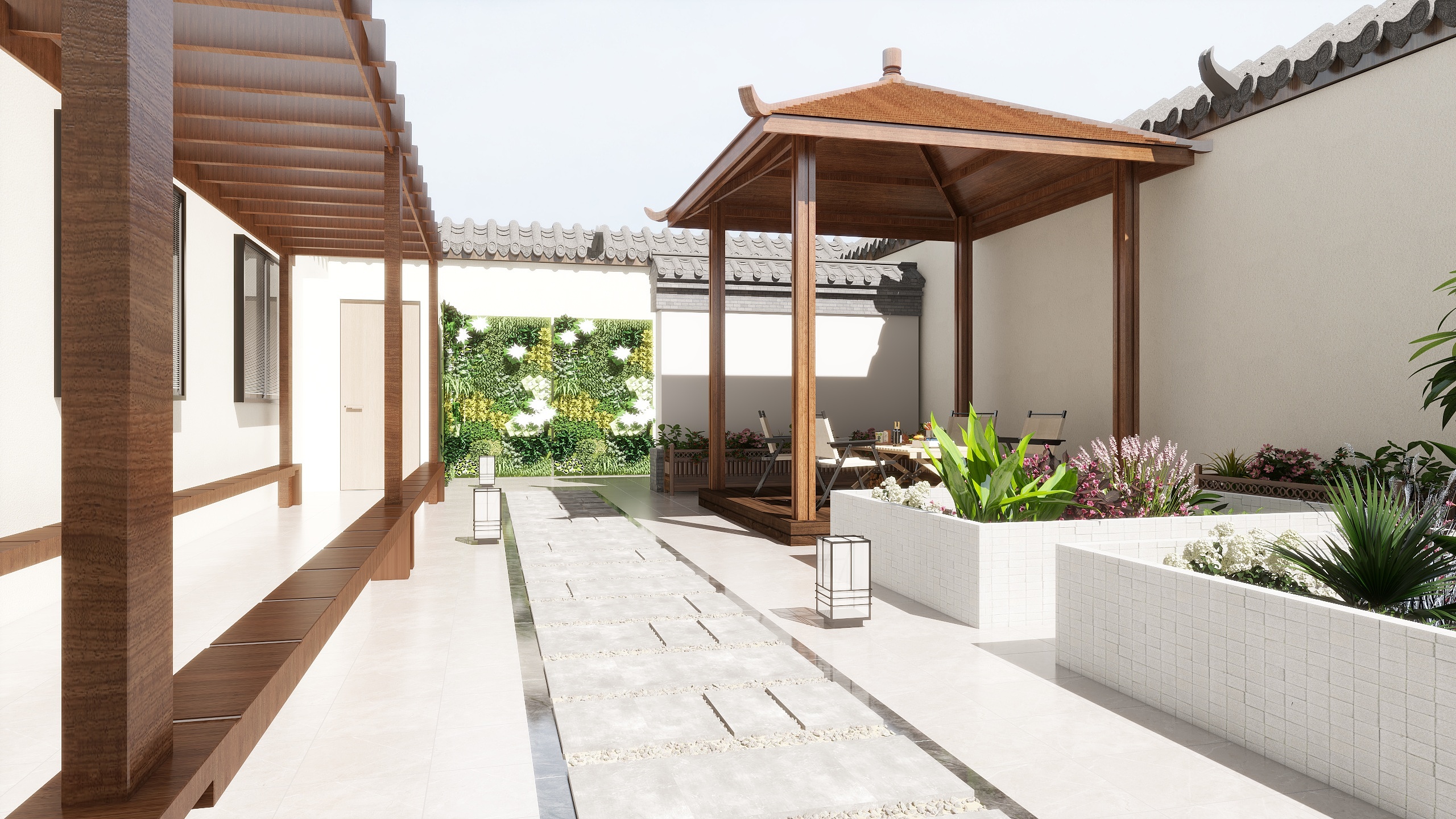 後宅-87㎡庭院装修效果图