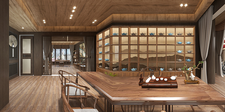 王宇设计-中式茶馆场景设计-装修设计方案