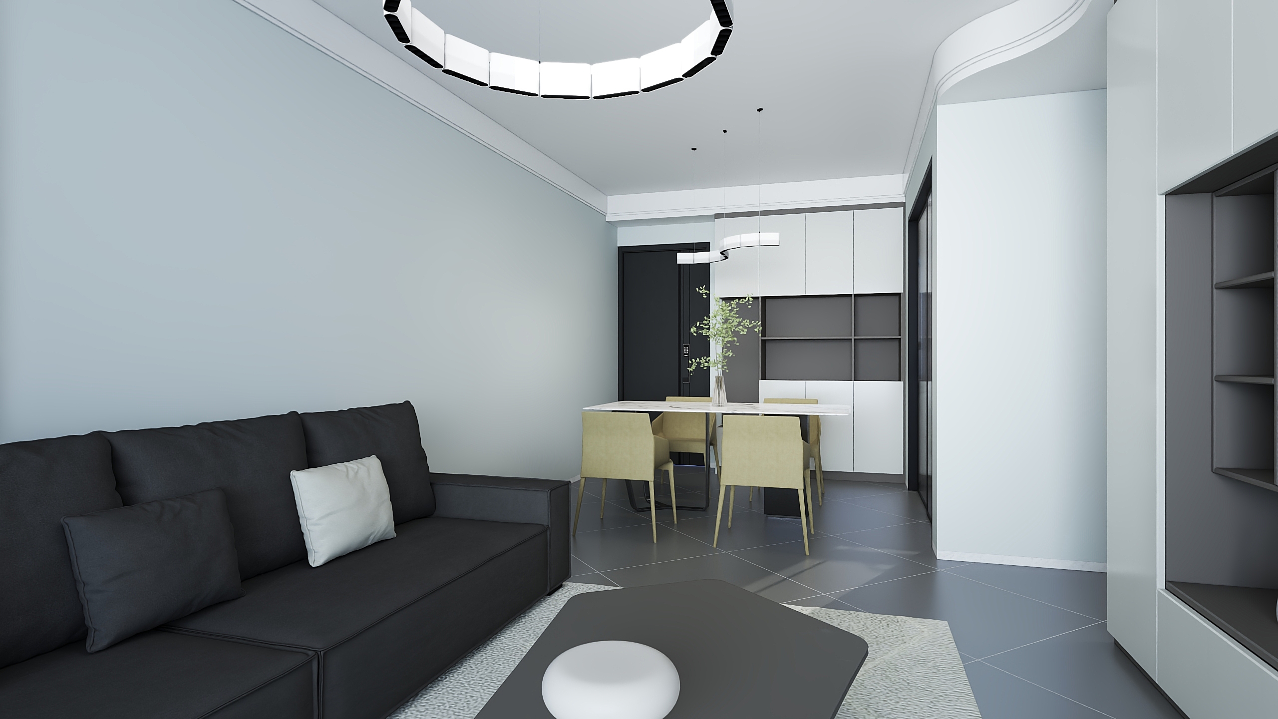 设计师杨俊清-黑白灰效果图-装修设计方案