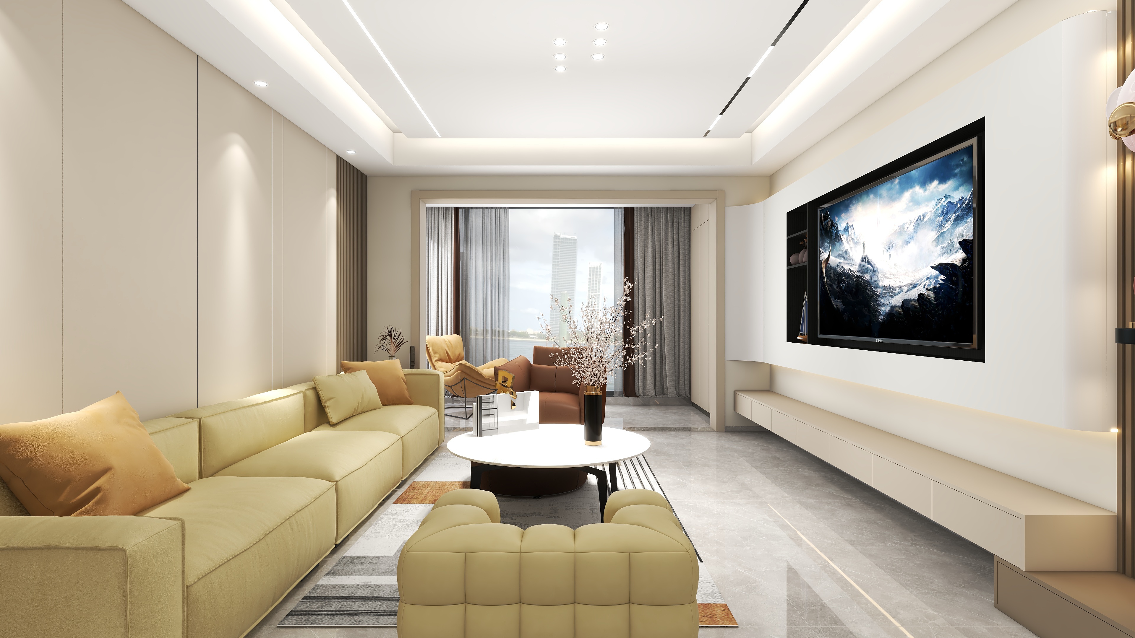 东乐设计-现代简约无主灯142㎡3室-装修设计方案