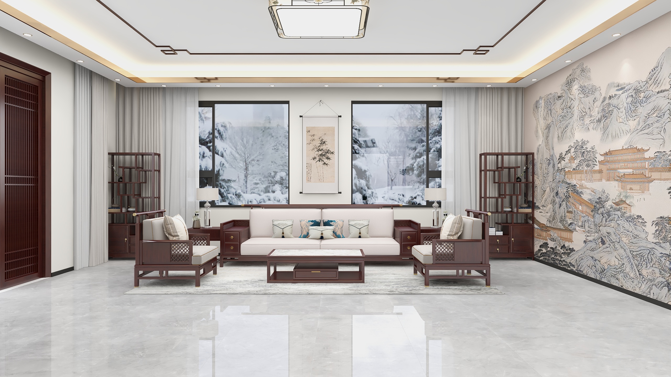 设计师闫工-3.12自建500平新中式装修效果图