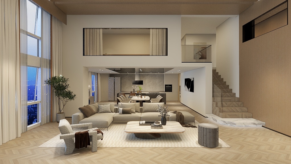 HE-空间设计-原木复式观景别墅装修效果图