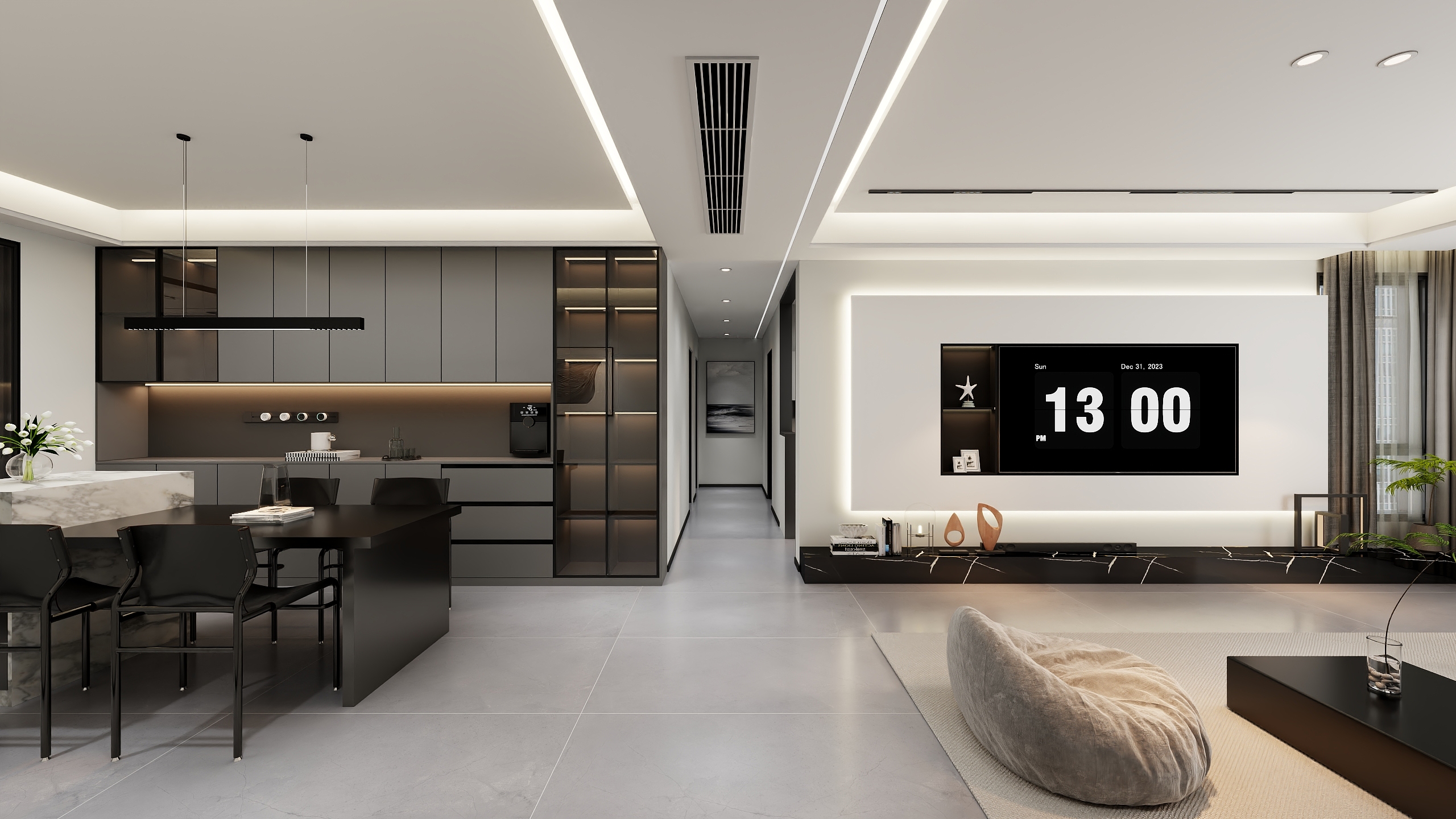 池传伟-现代黑白灰120平方3房-装修设计方案