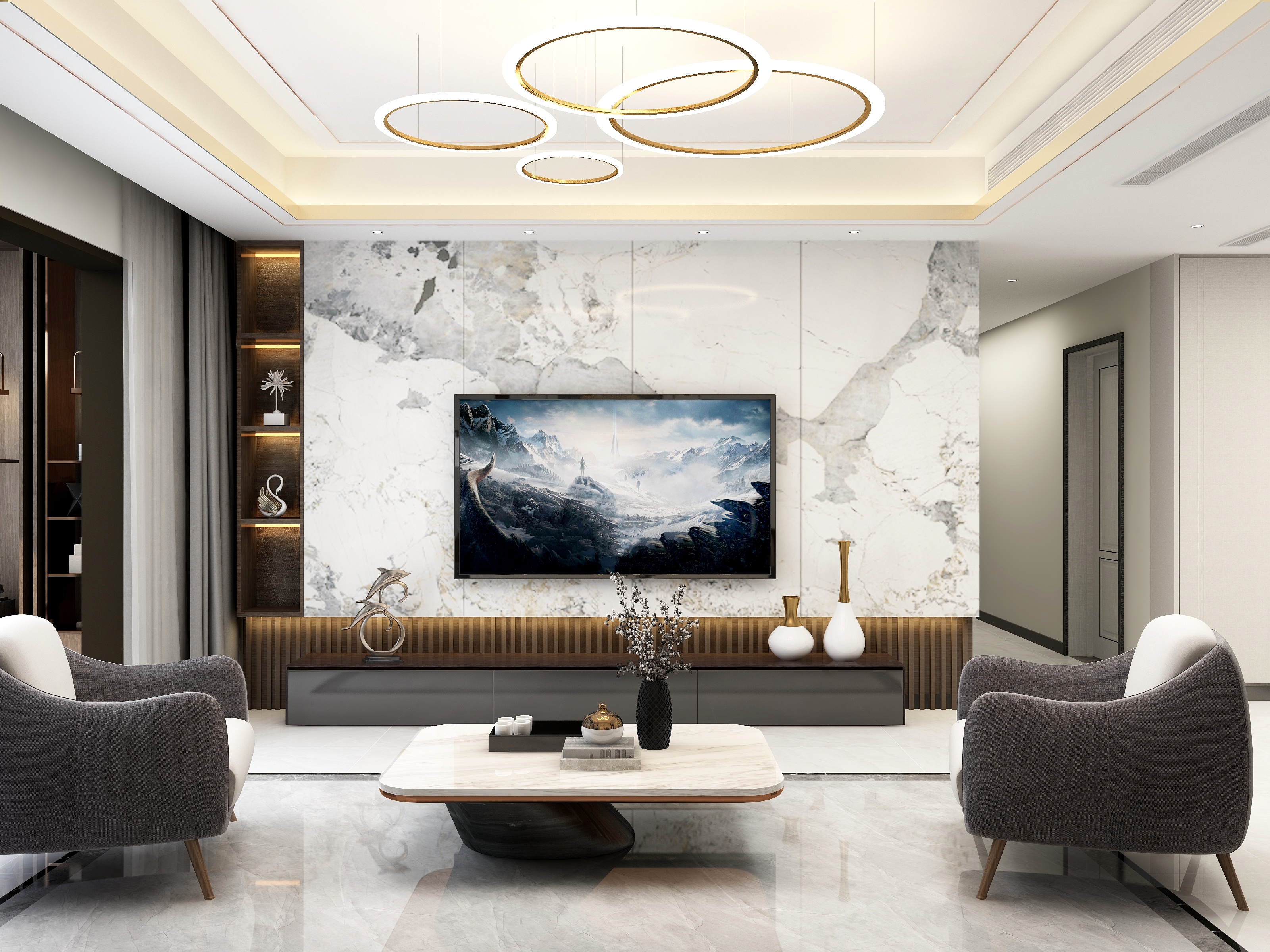 郑钧-琅樾江山轻奢风|155平四居平层-装修设计方案