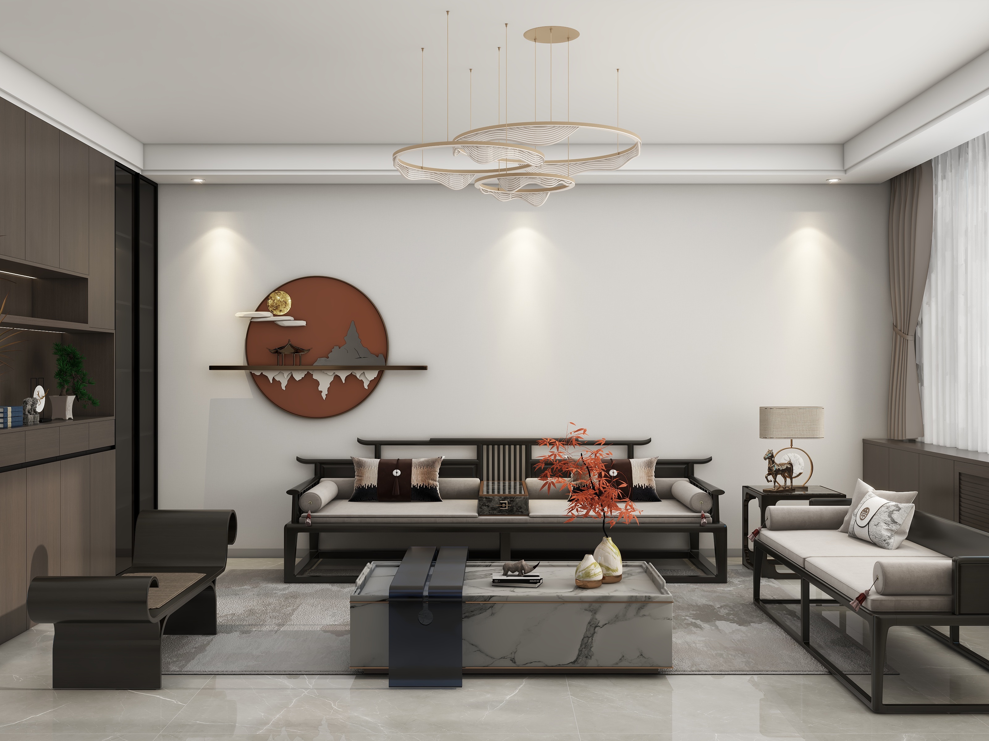 李青越-140平方新中式三居室装修效果图