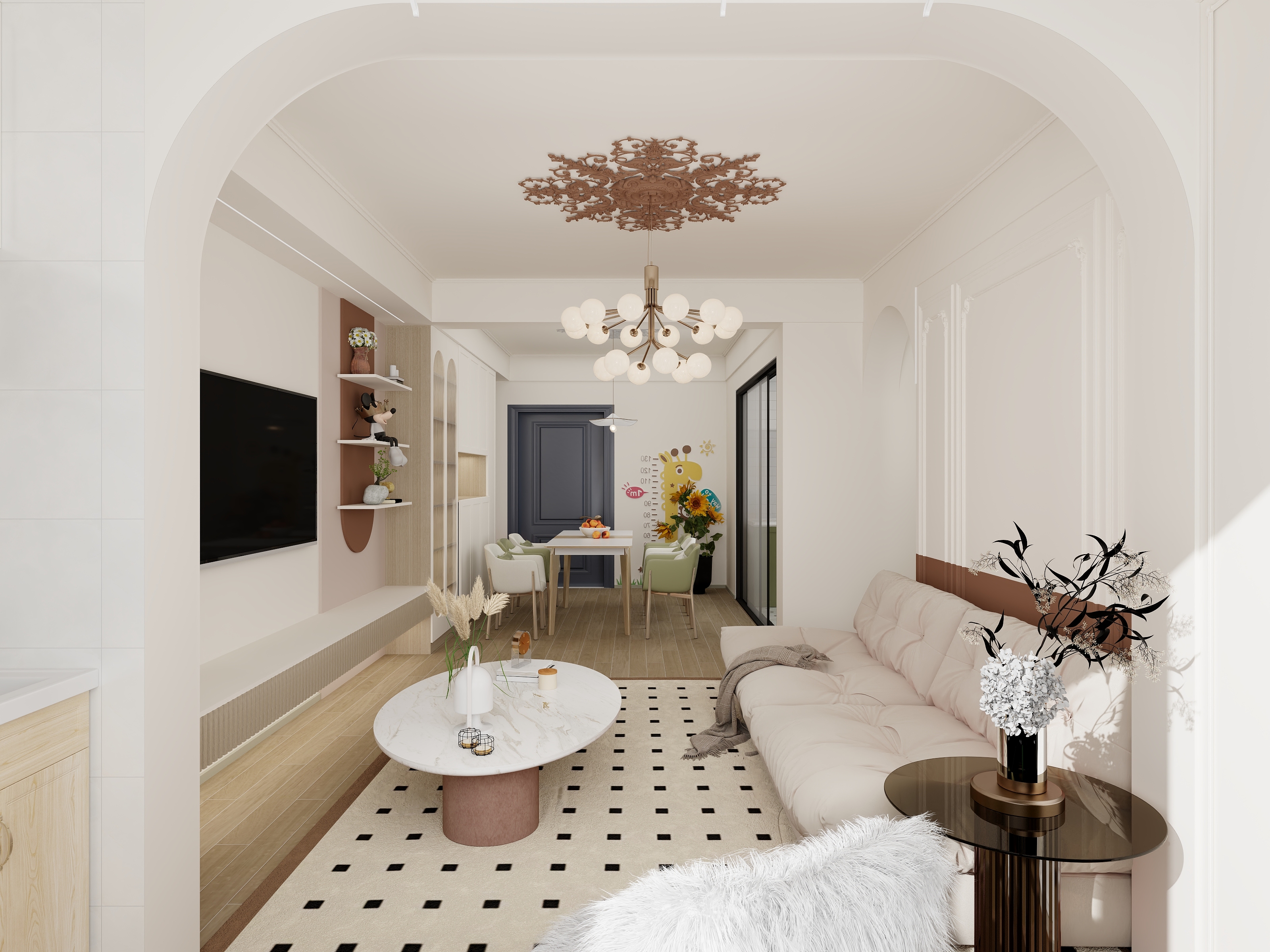 小何宝贝-90㎡3室轻法式奶油风-装修设计方案