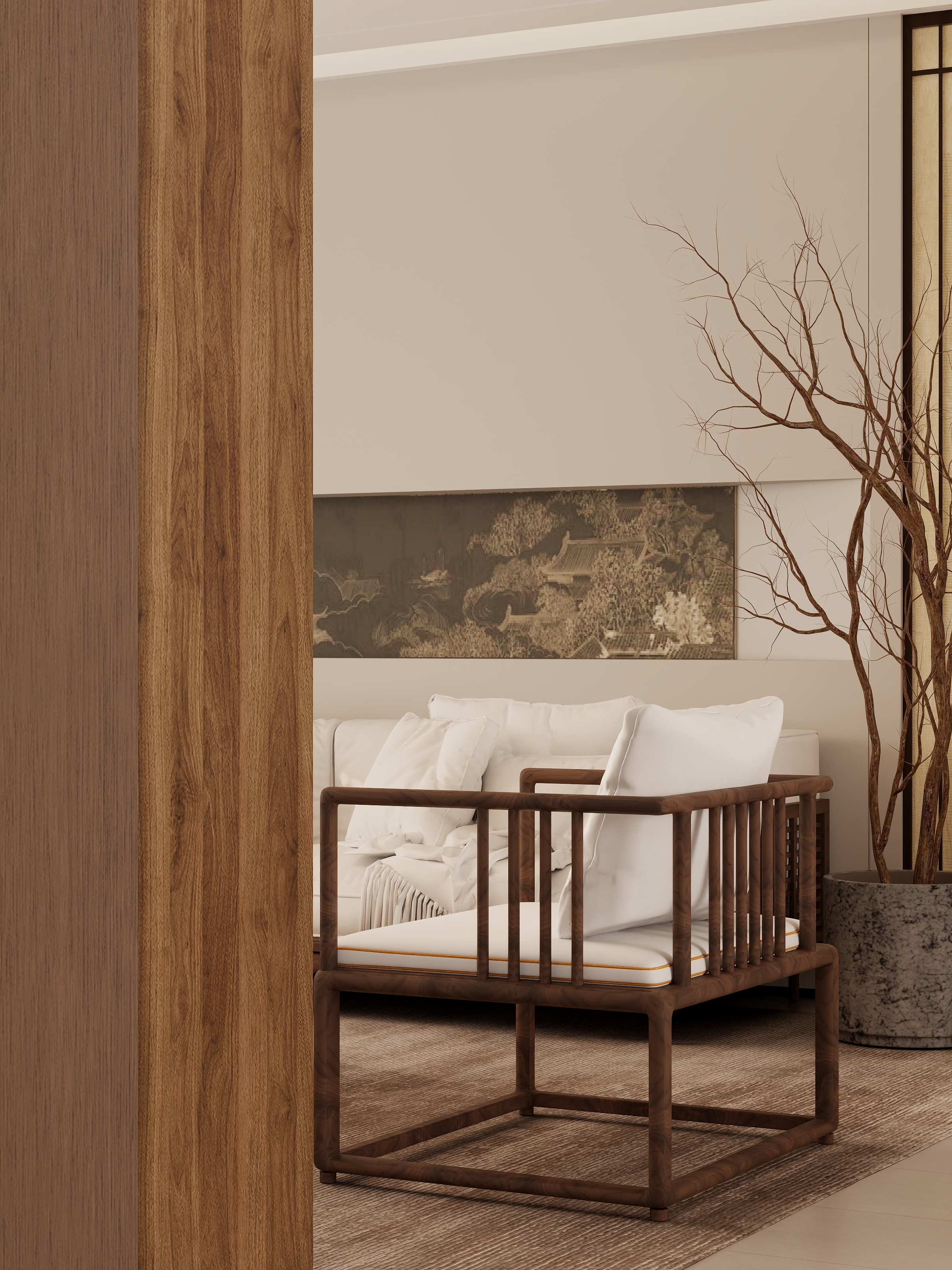 觅境设计工作室-碧桂园宋代美学一层走廊装修效果图第1张