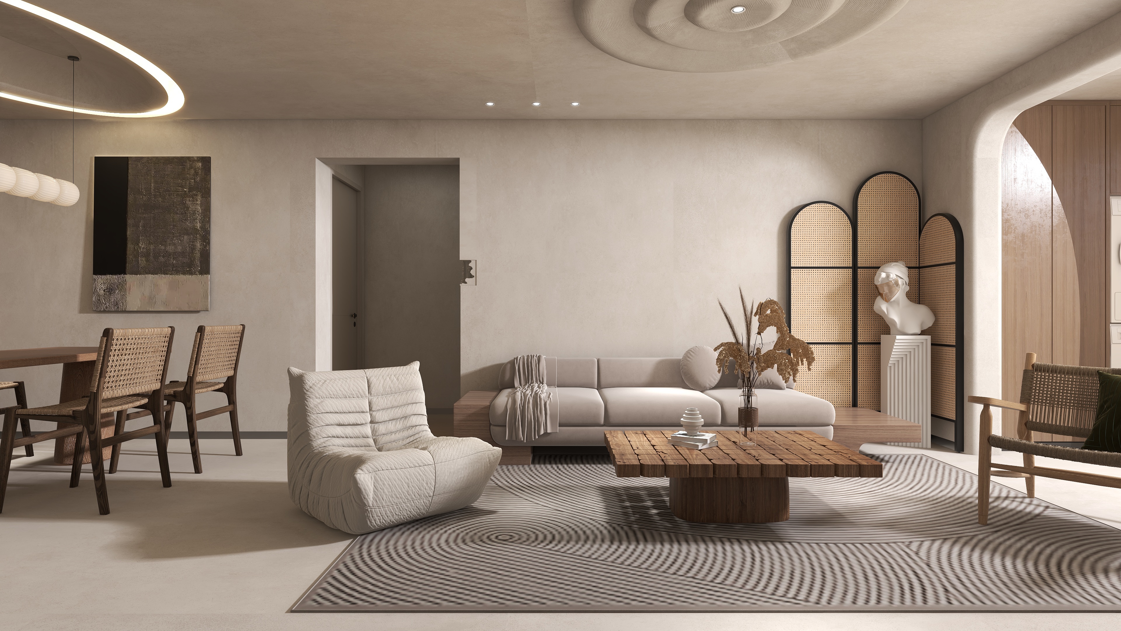 大金空调官方-自然古朴之美|130m²原木侘寂风装修效果图