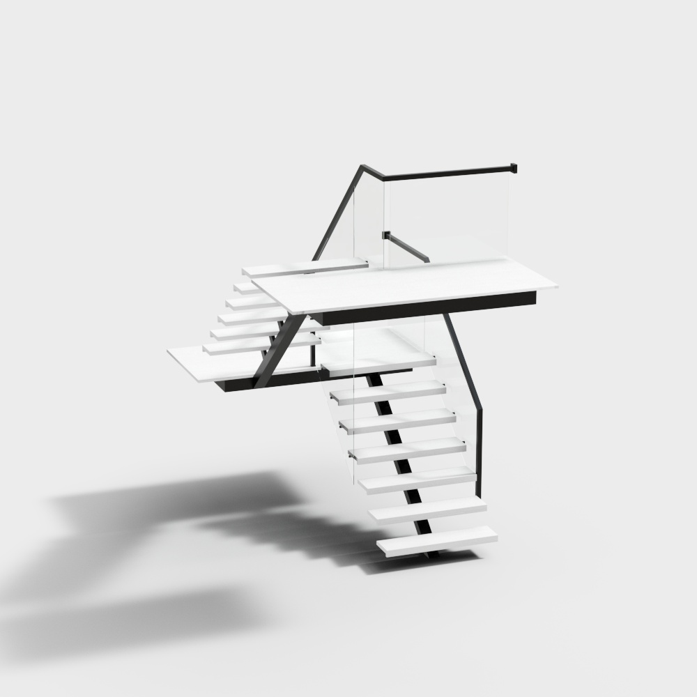 现代玻璃楼梯3D模型