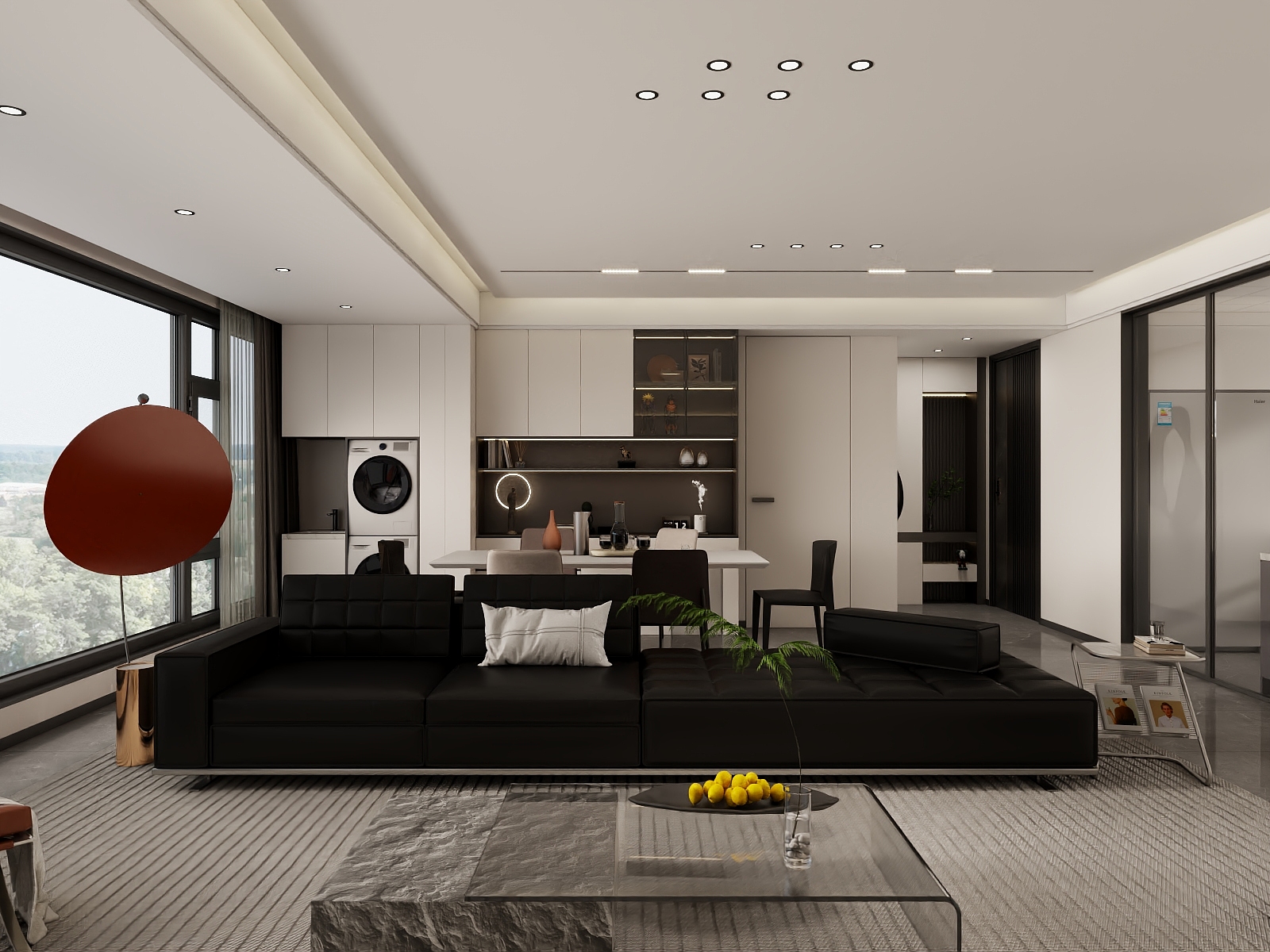 吴爽-130m²现代简约黑白灰风格装修效果图