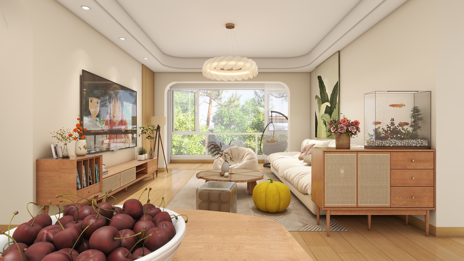 王翠丽-筠城美丽泷江原木风140㎡4室装修效果图