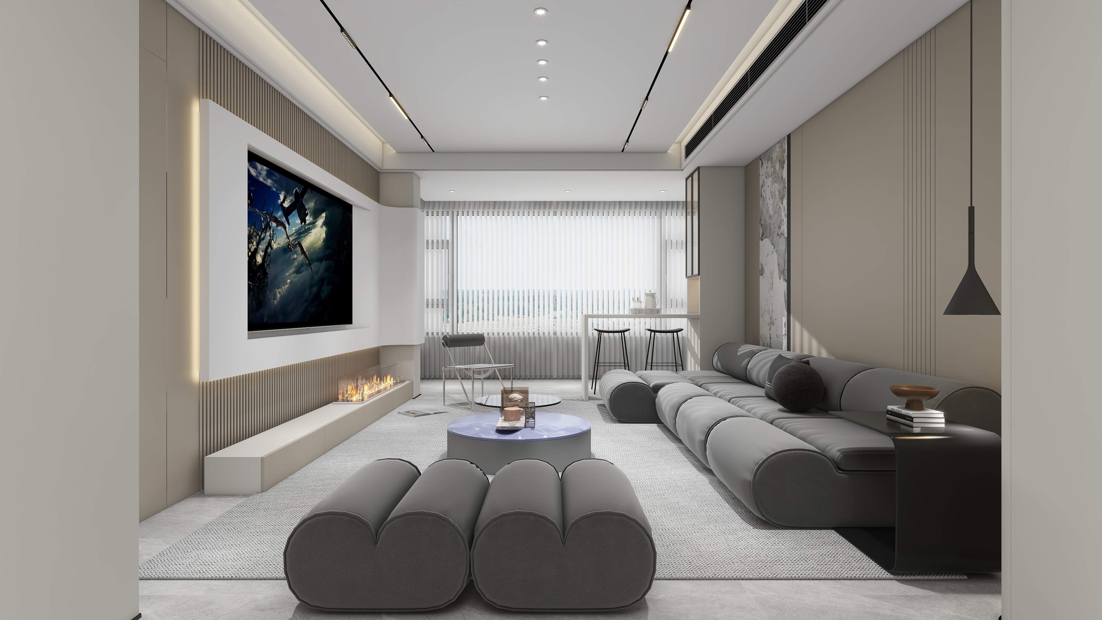 张岩-兴盛苑240㎡现代简约复式装修效果图