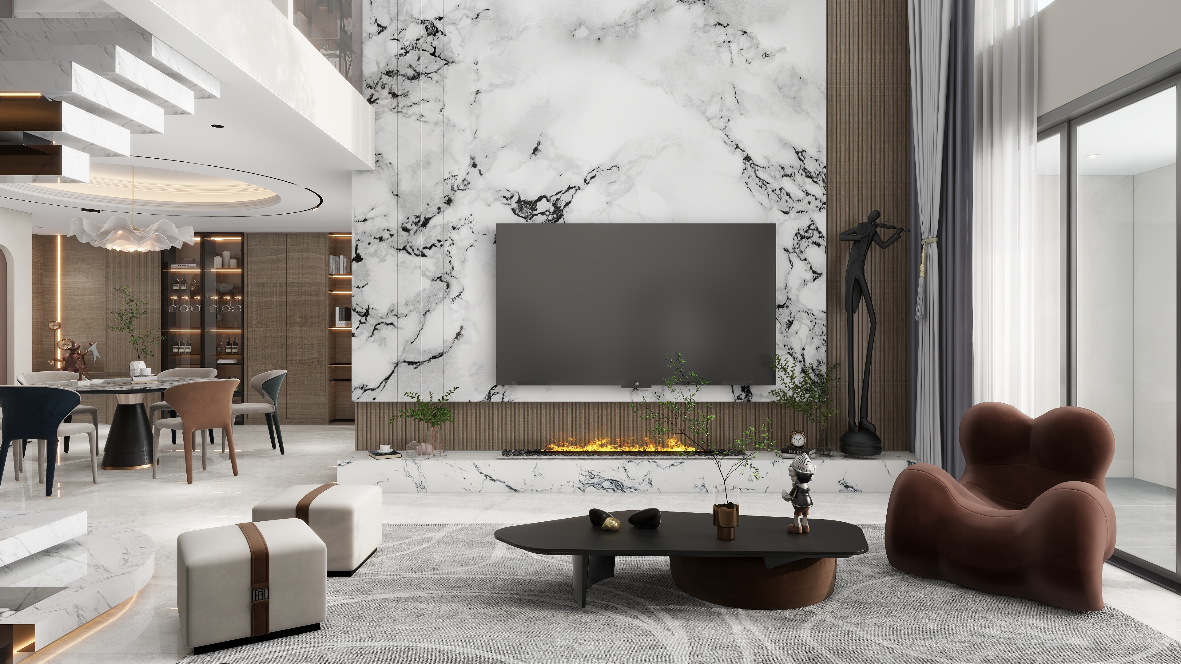 沫宁设计-风尚名城300平奶油风跃层-装修设计方案