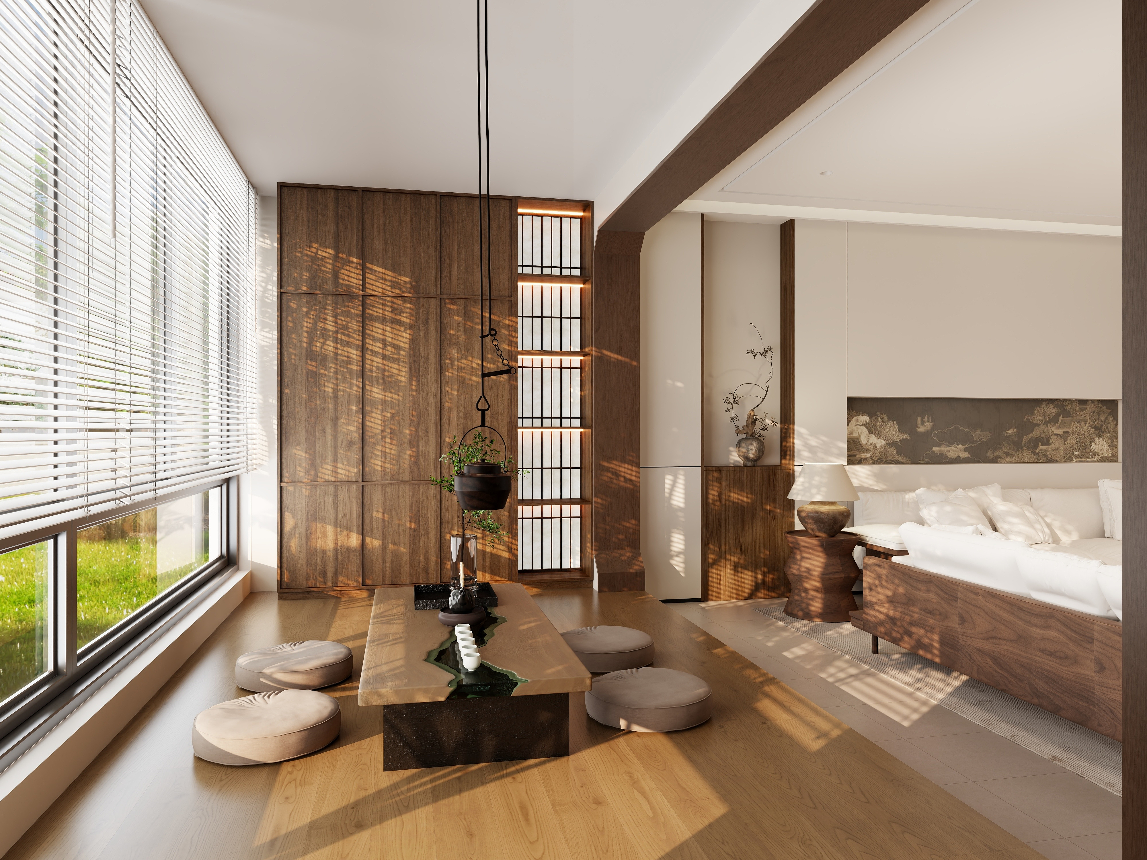 觅境设计工作室-碧桂园宋代美学一层阳台装修效果图第2张