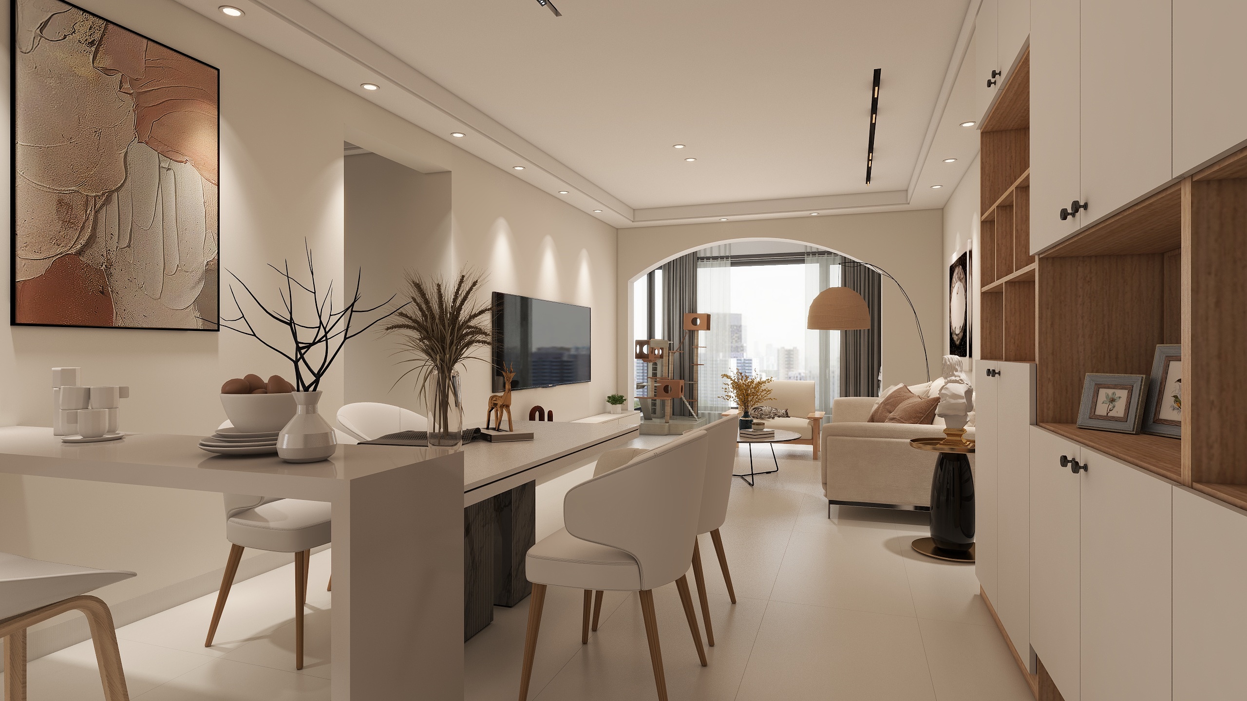 流烟似水-保利公园97㎡3室奶油风-装修设计方案