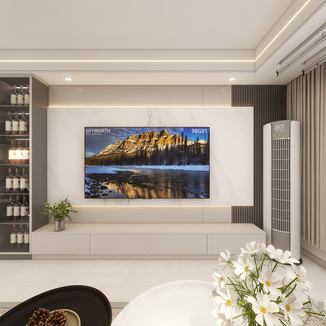 壹诺设计工作室-87㎡3室-现代简约 一层客餐厅装修效果图第5张