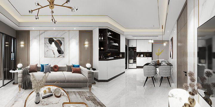 装修艺人唐平-【灰黄】-96方现代风全屋设计-装修设计方案