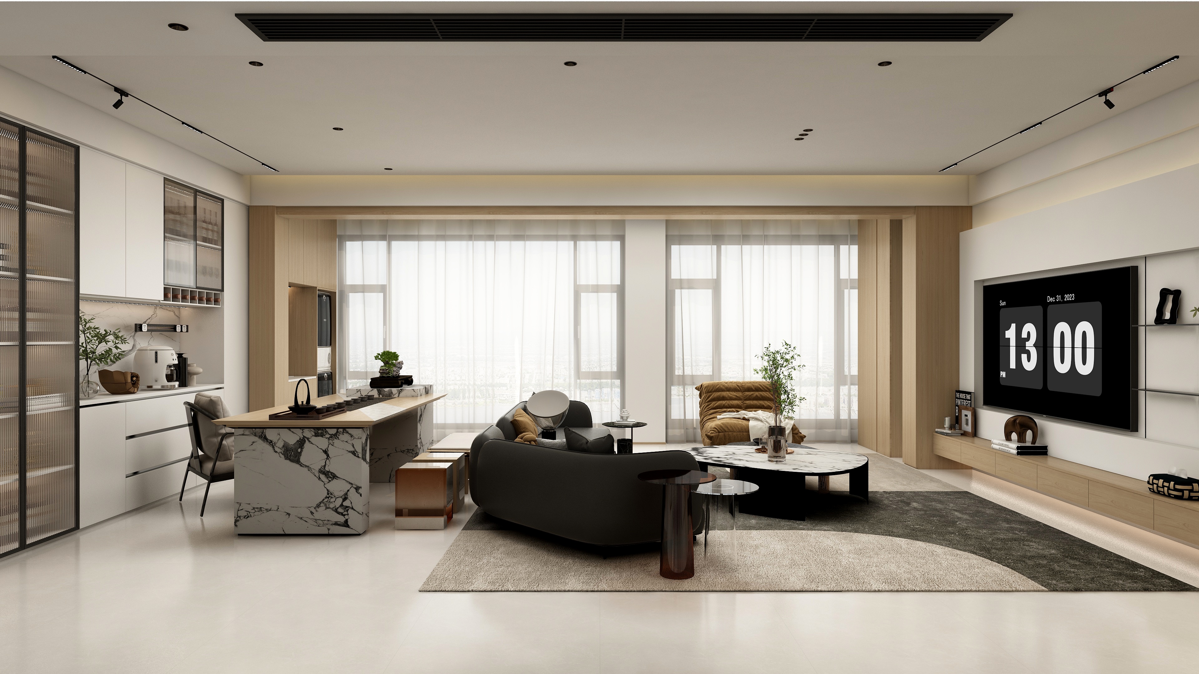 张煜强煜境设计-148平米现代原木四房装修效果图