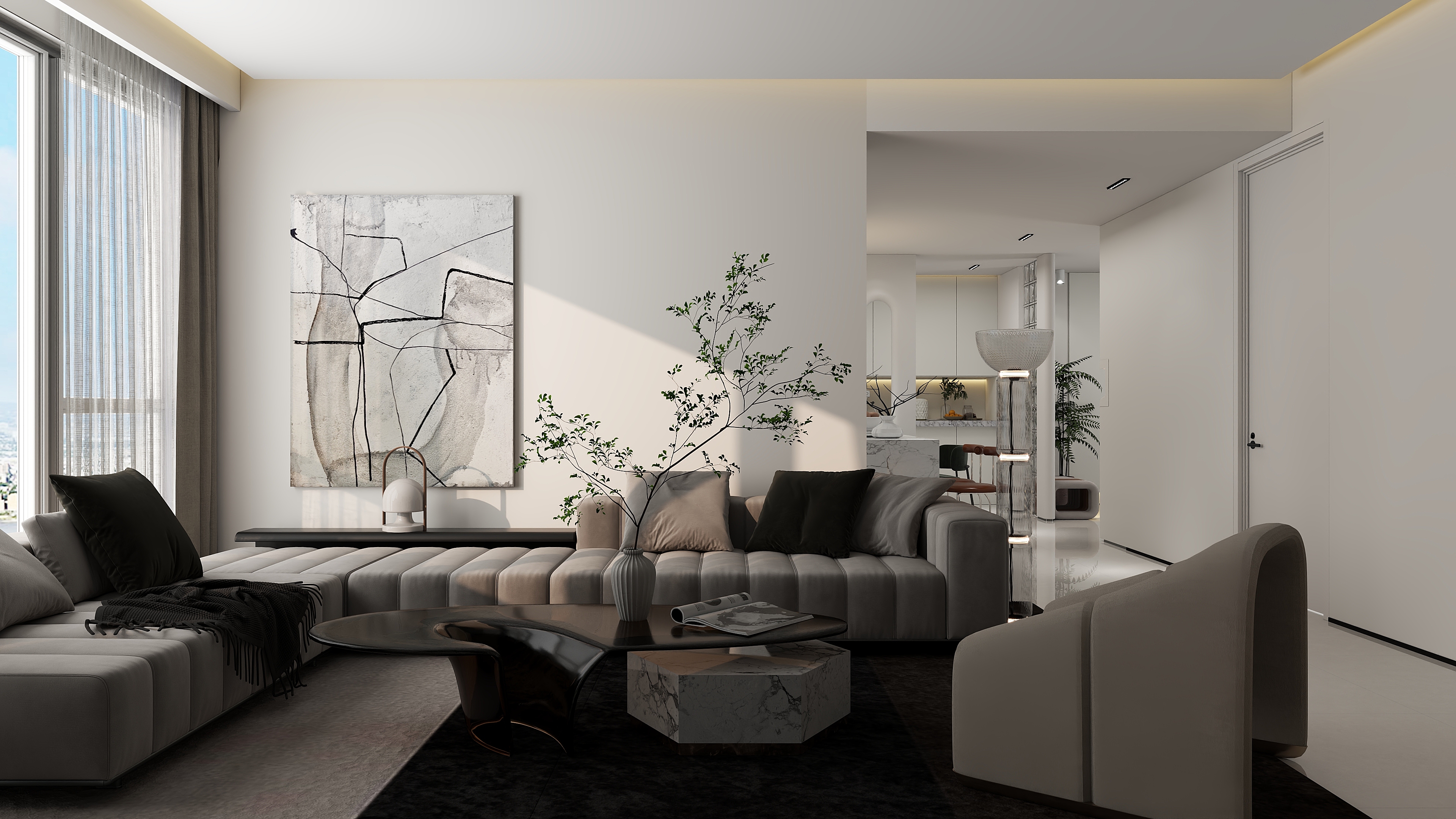 沫宁设计-康城华府89平两室奶油风-装修设计方案