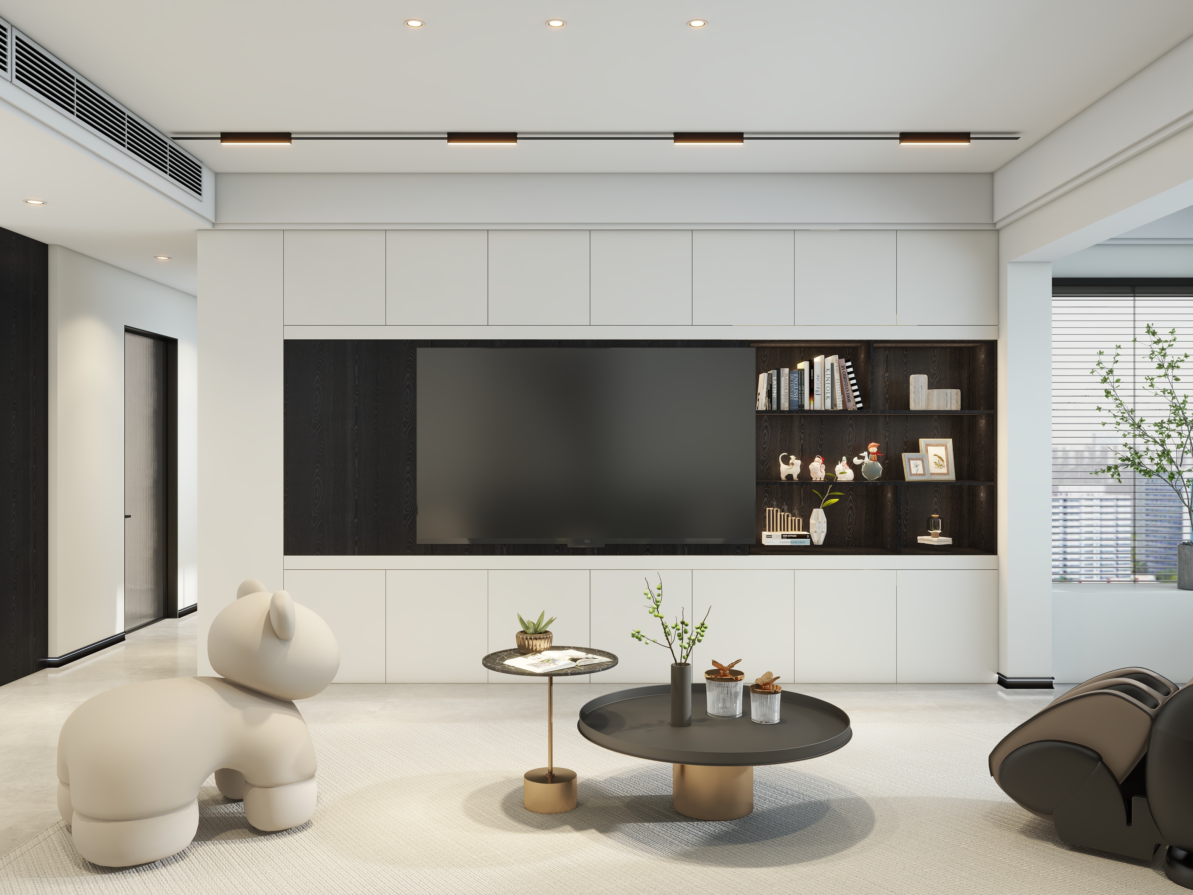 四月蚂蚁子弹飞-160m²轻奢黑白风精装大户型装修效果图