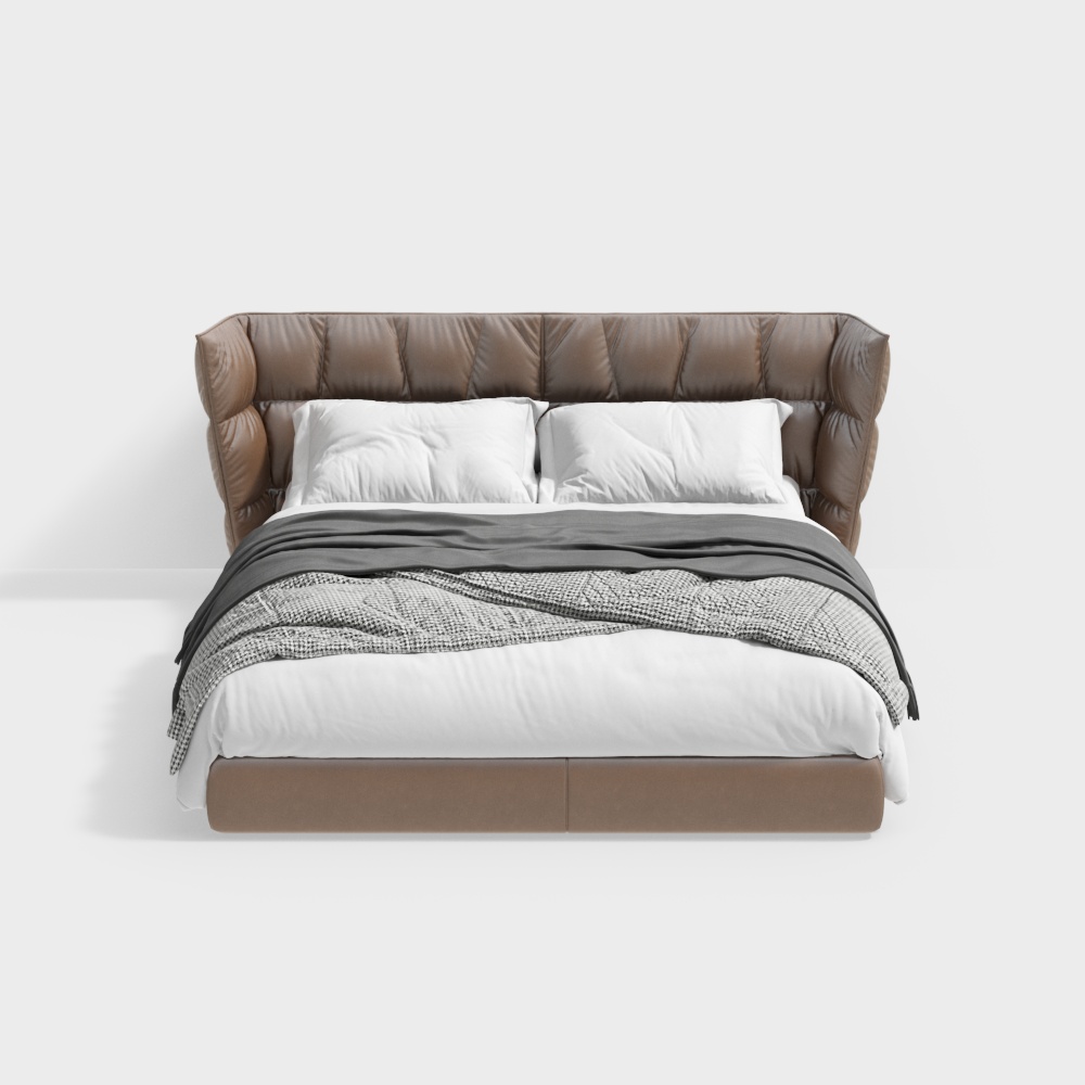 Minotti现代卧室皮艺双人床3D模型