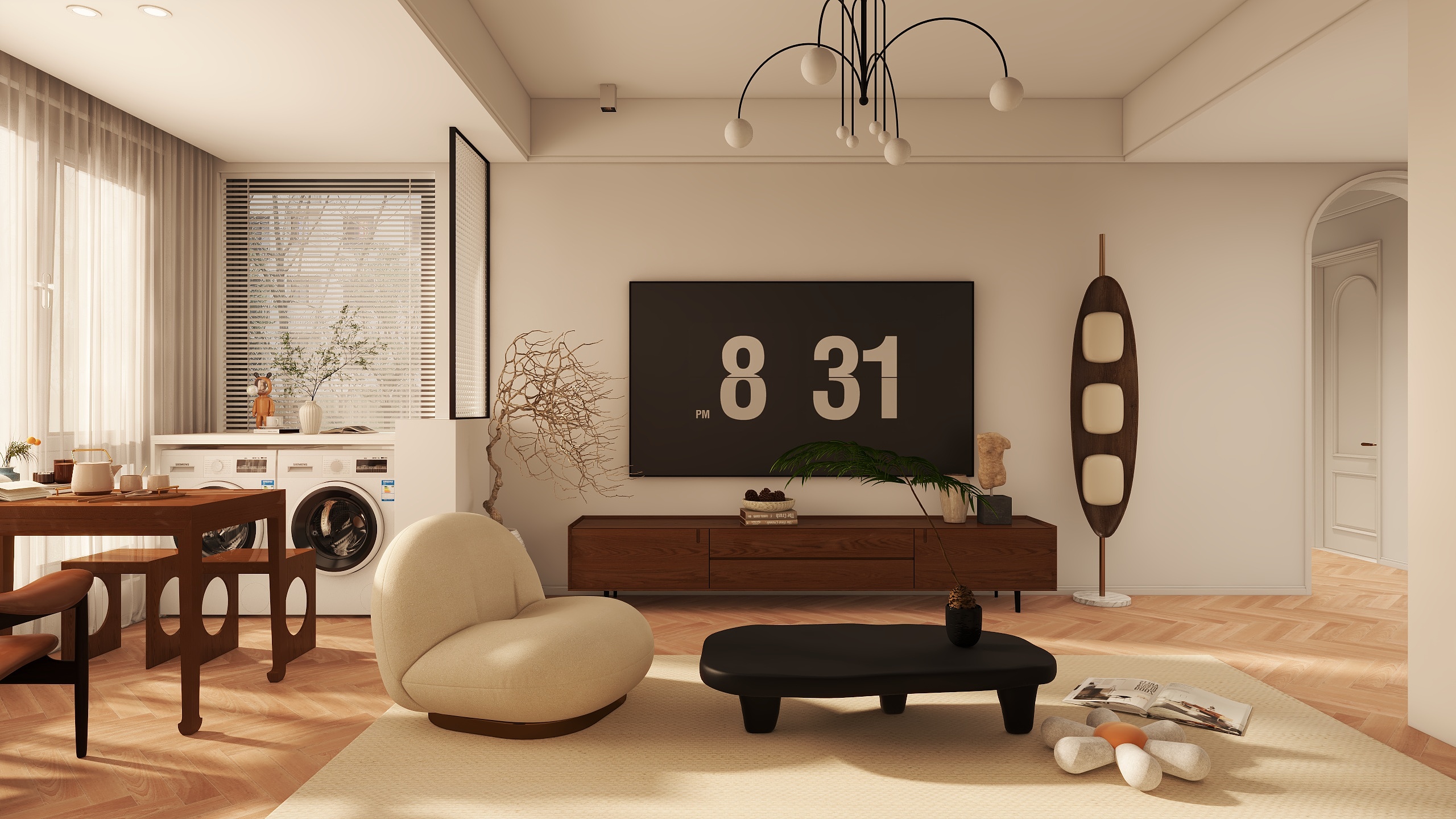 沐光|知行视觉设计工作室-阿东-奶油中古风-120平4室两厅-装修设计方案