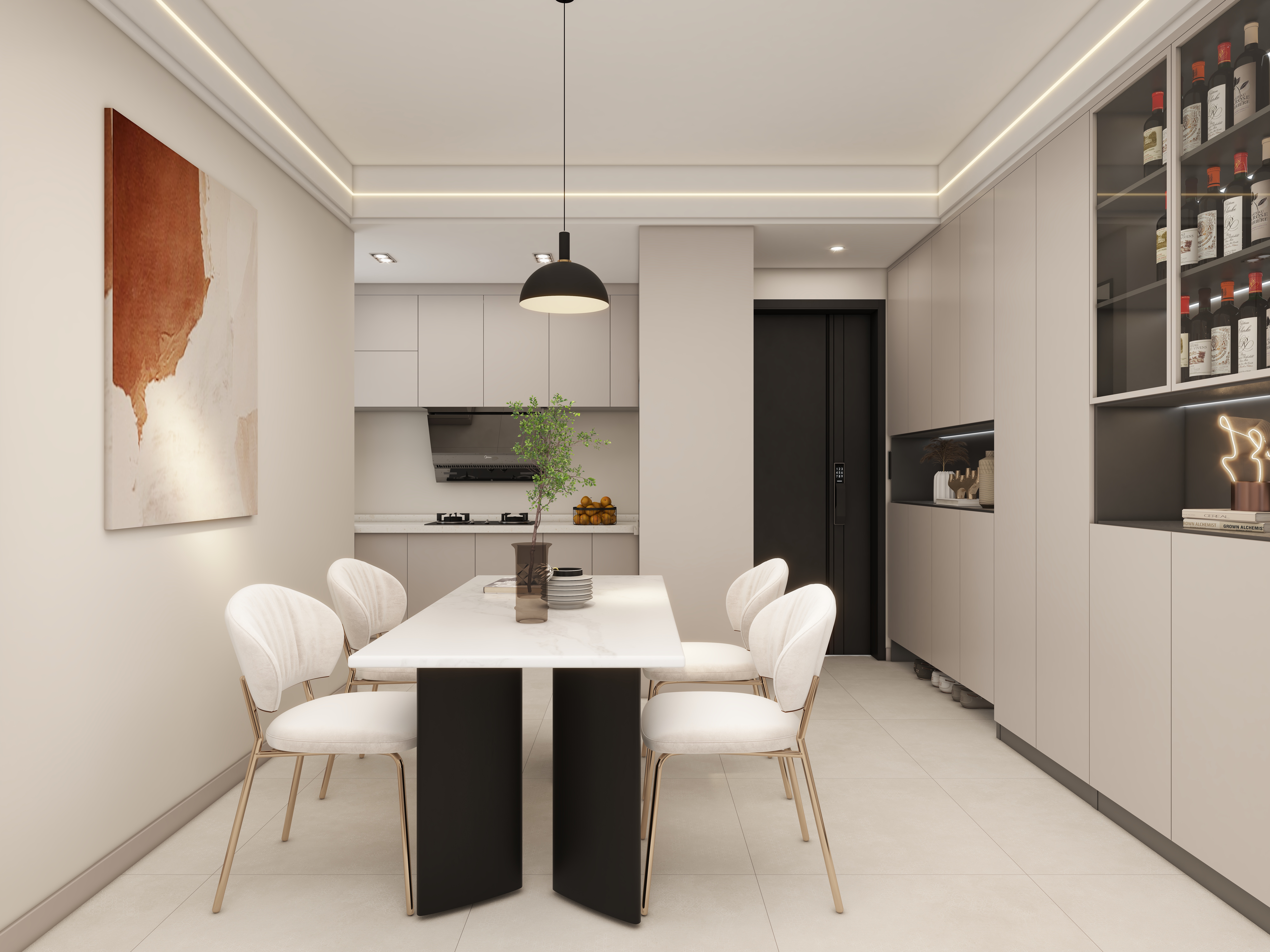 壹诺设计工作室-85㎡1室-现代简约装修效果图