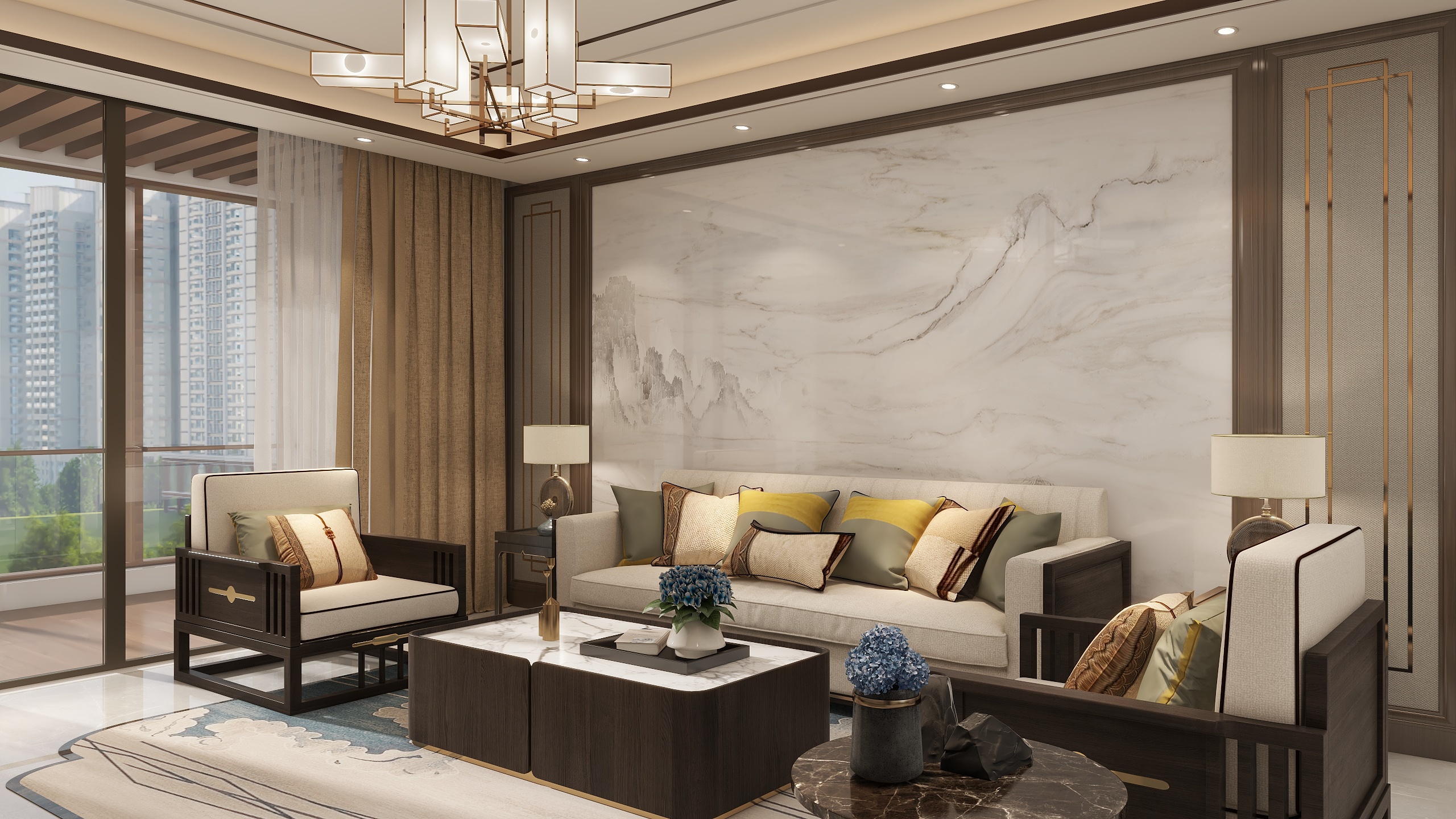 向集全案-新中式客餐厅-装修设计方案