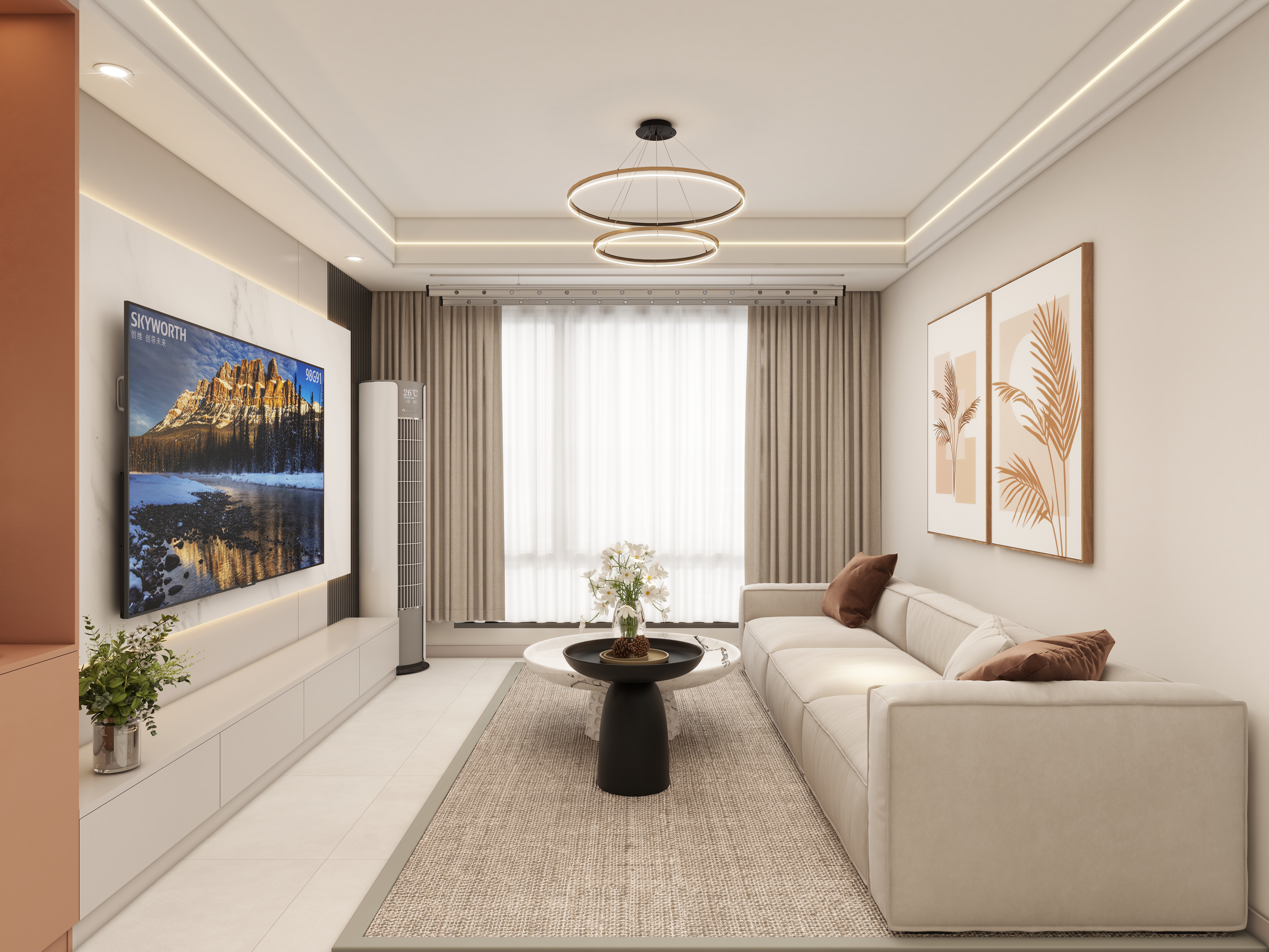 壹诺设计工作室-87㎡3室-现代简约装修效果图