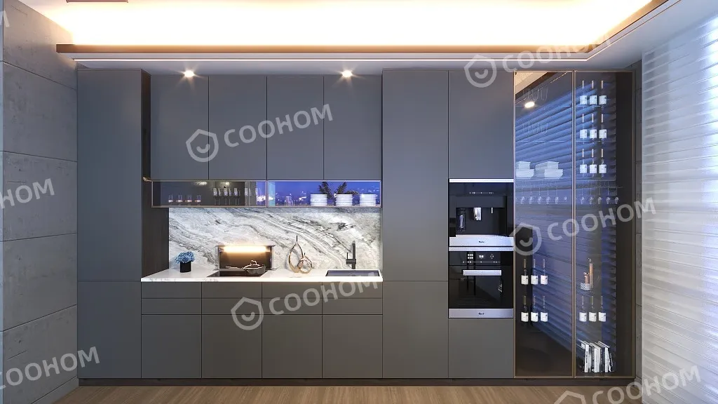 klea13的装修设计方案:modern kitchen,living room and dining.