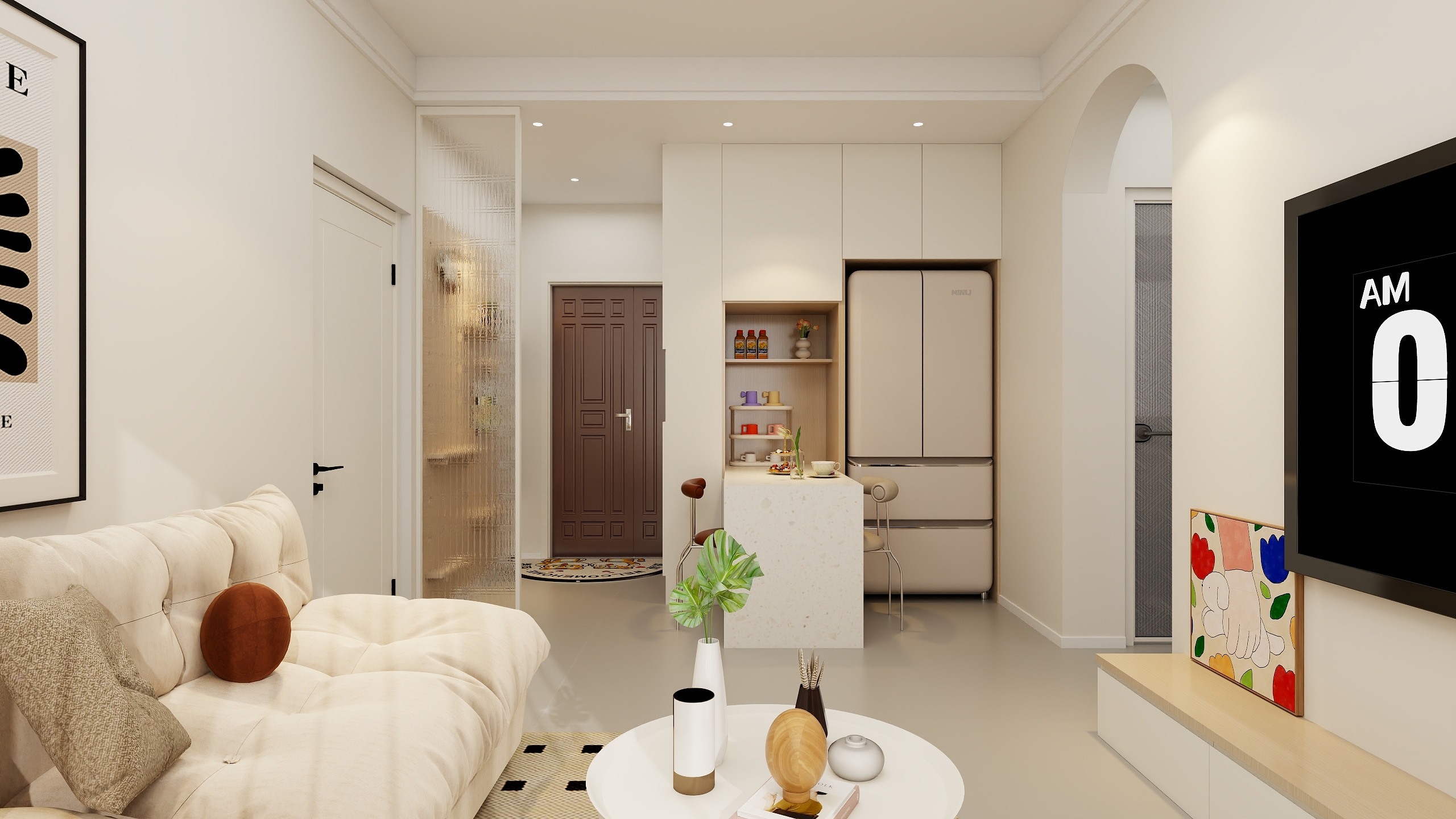 徐雪芳-55平米一居室奶油风-装修设计方案