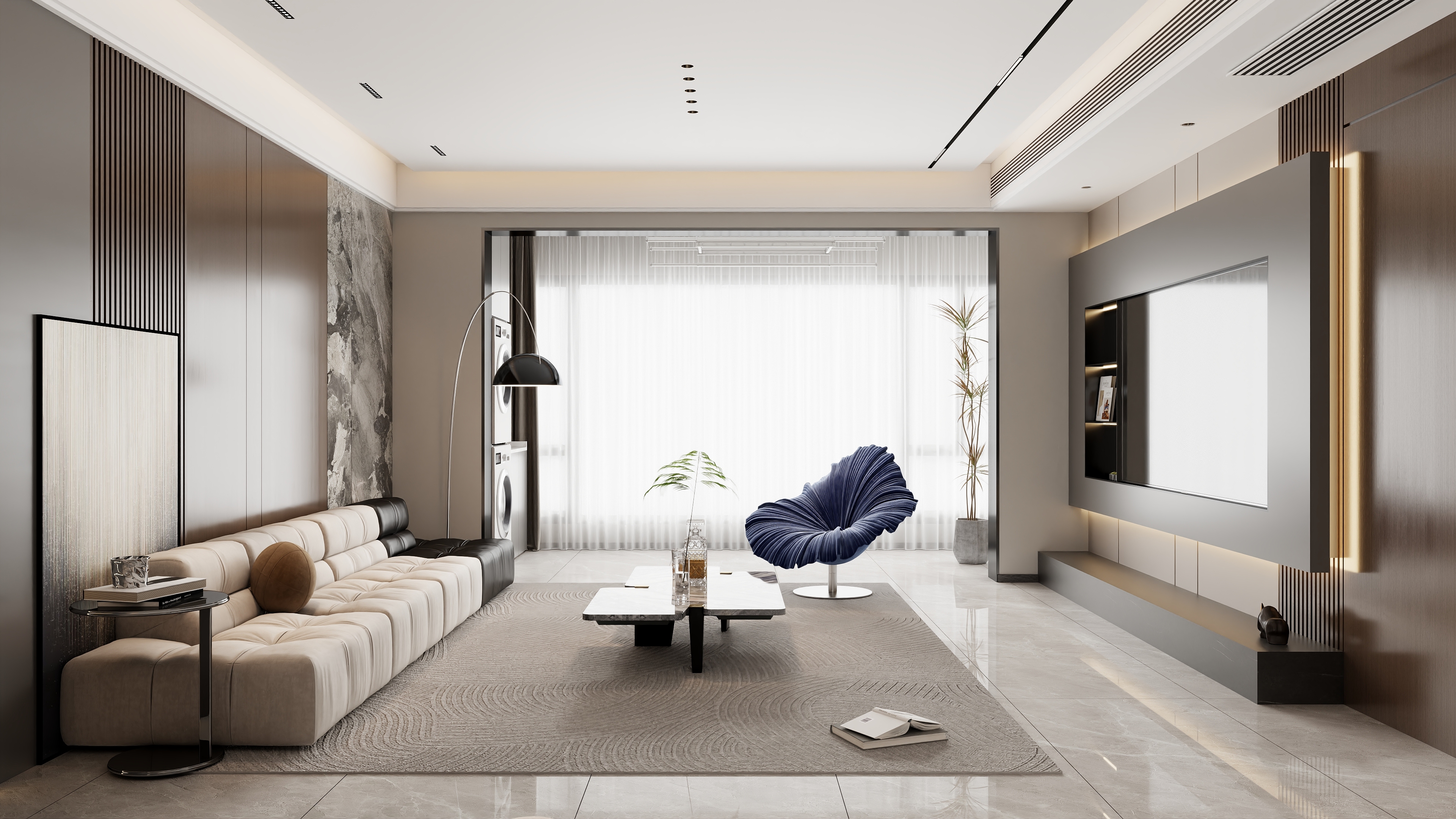 清晨空间设计-现代奶意式120三室两厅-装修设计方案