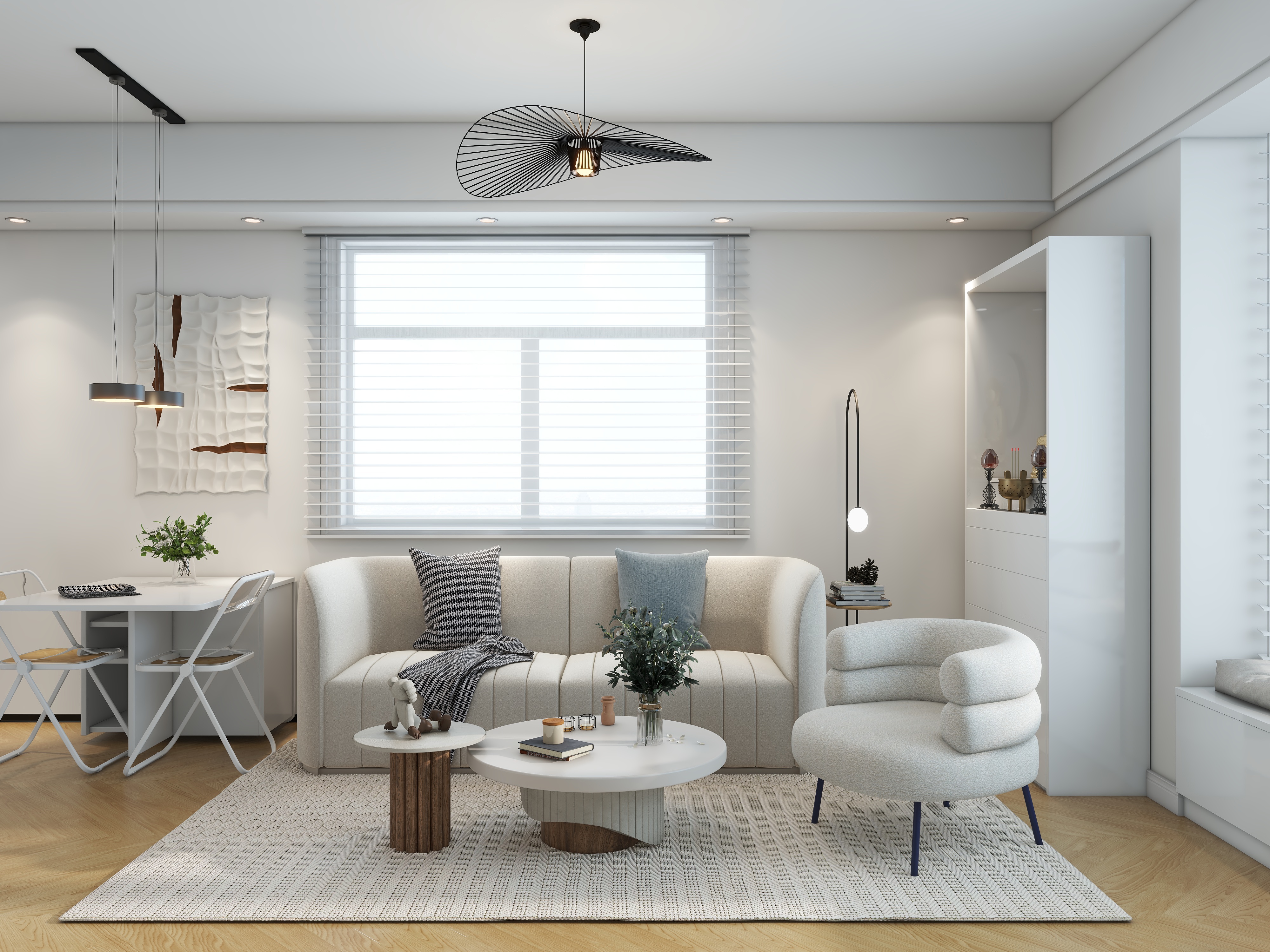 四月蚂蚁子弹飞-奶油风59m²一室雅居装修效果图