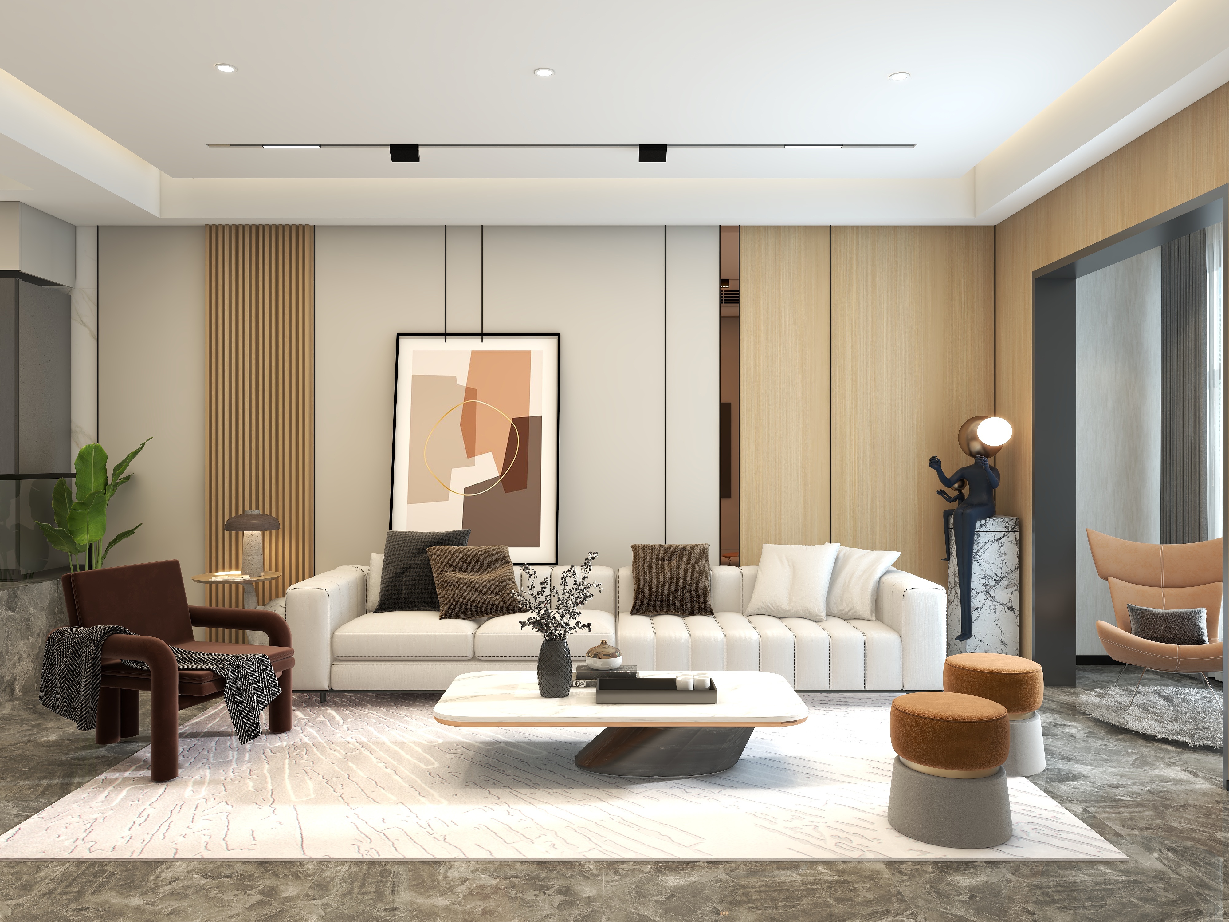 四月蚂蚁子弹飞-轻奢现代风别墅雅居装修效果图