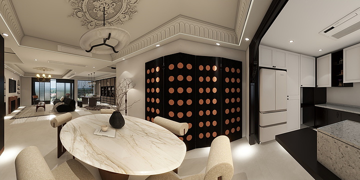 小坤设计-LDK一体化方式复古风设计-装修设计方案