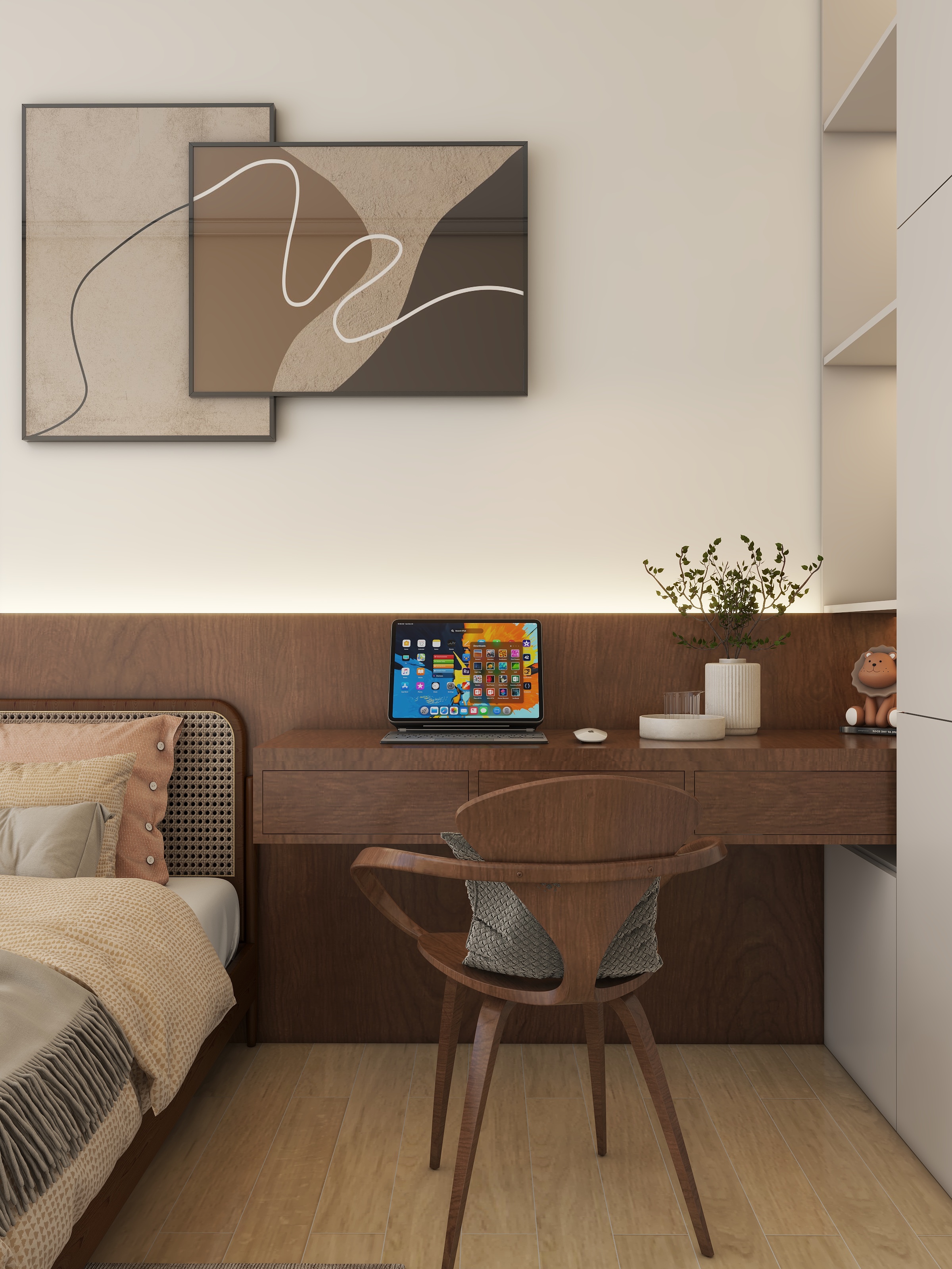 玟佰-现代中古风138㎡4室装修效果图