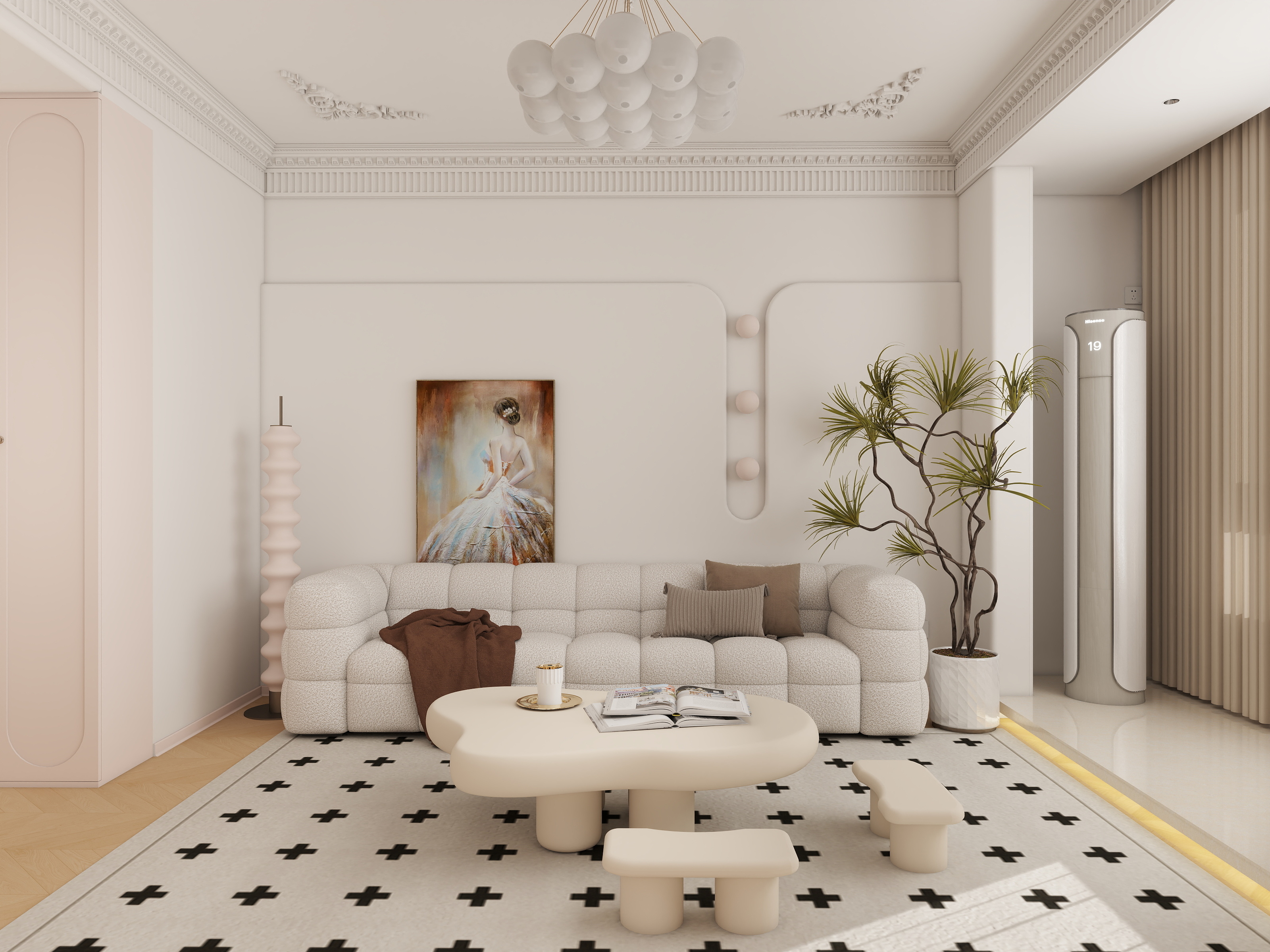 LSC设计-85㎡法式奶油风装修效果图