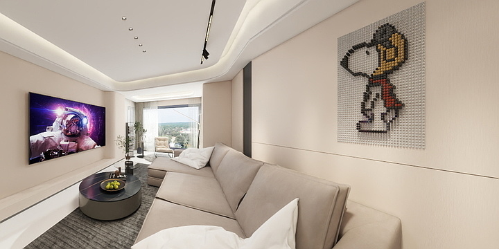 羊羊1-奶油风客餐厅-装修设计方案