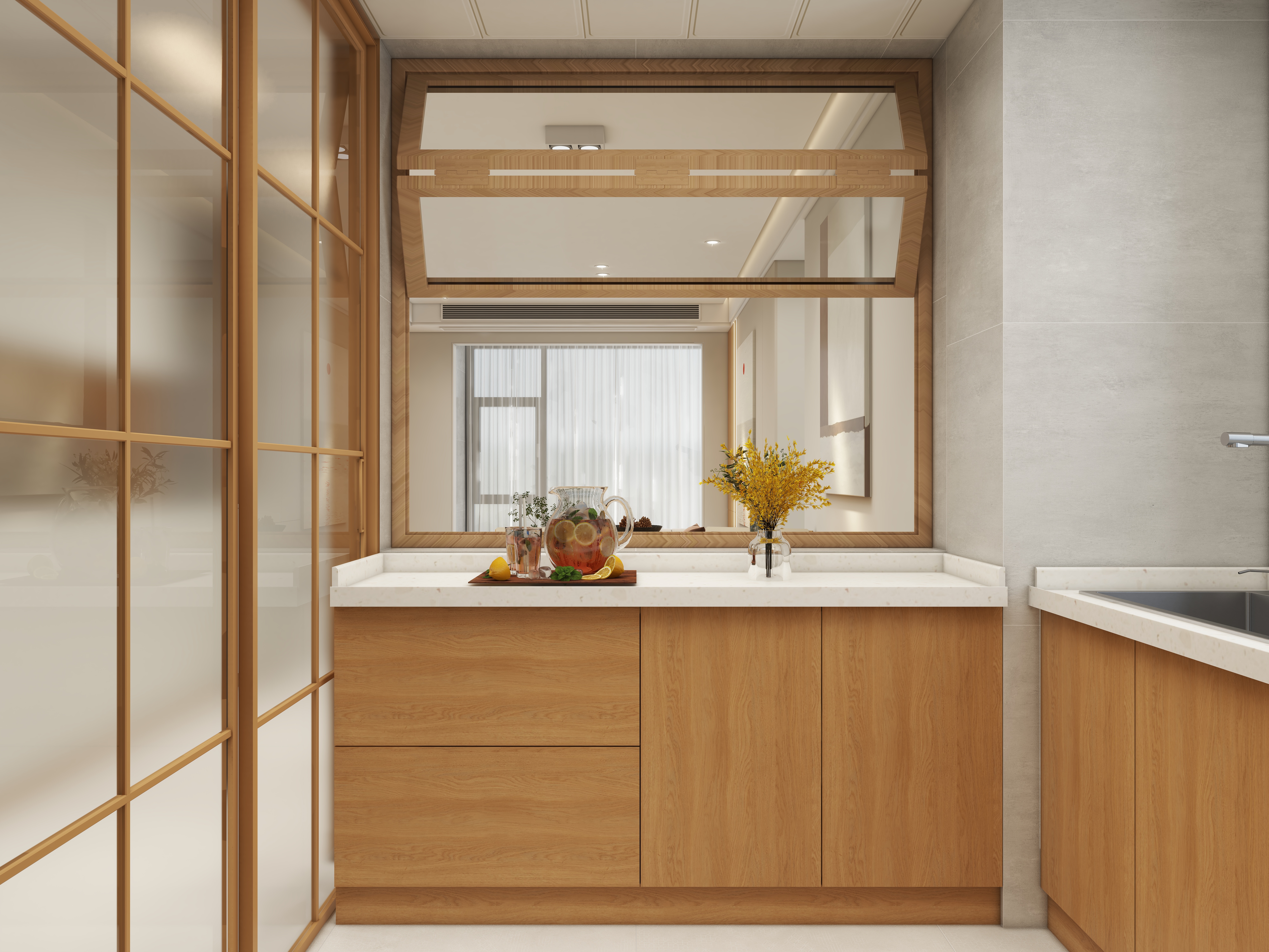 壹诺设计工作室-97㎡3室-原木风装修效果图