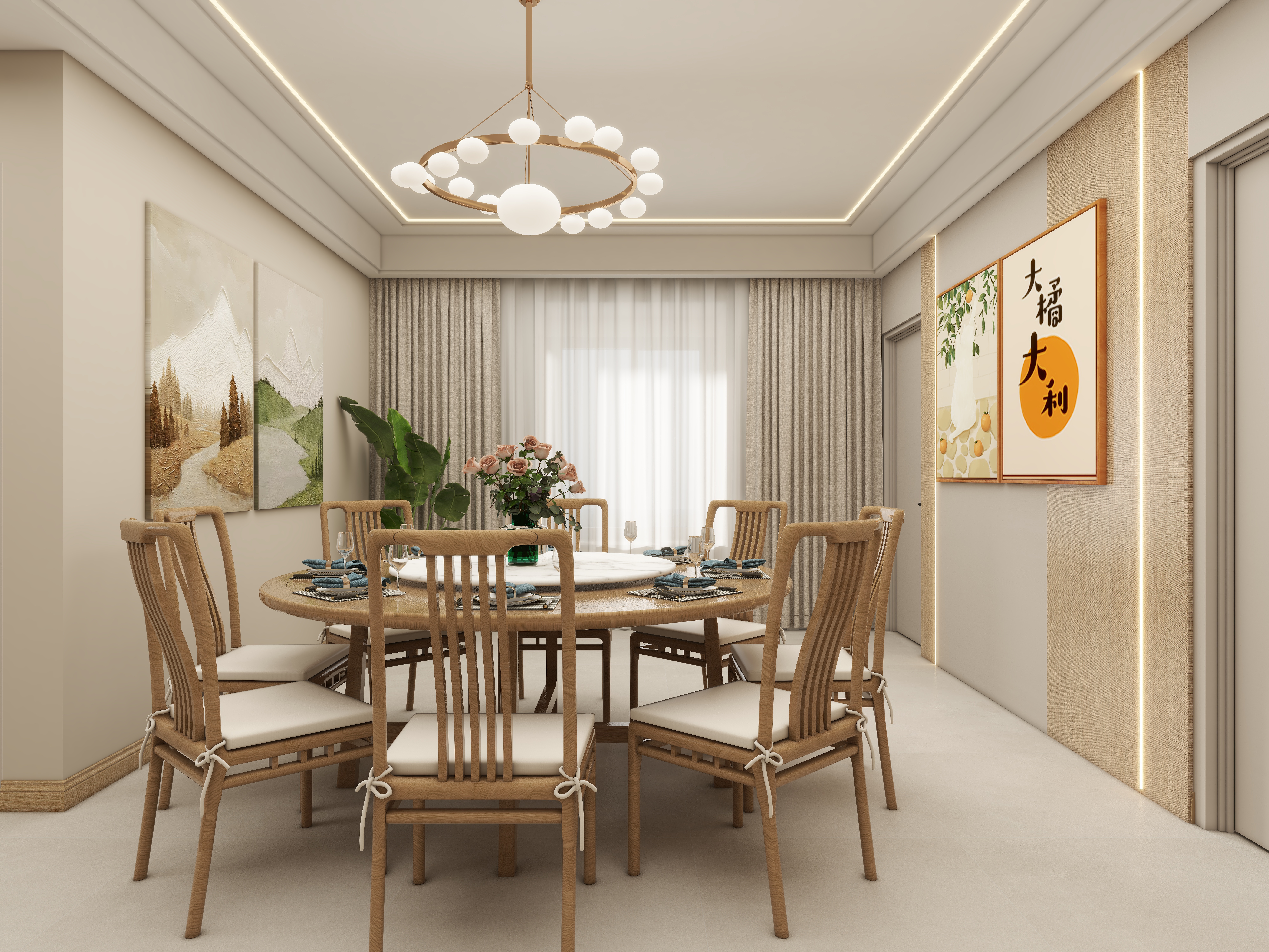 壹诺设计工作室-自建房原木风装修效果图