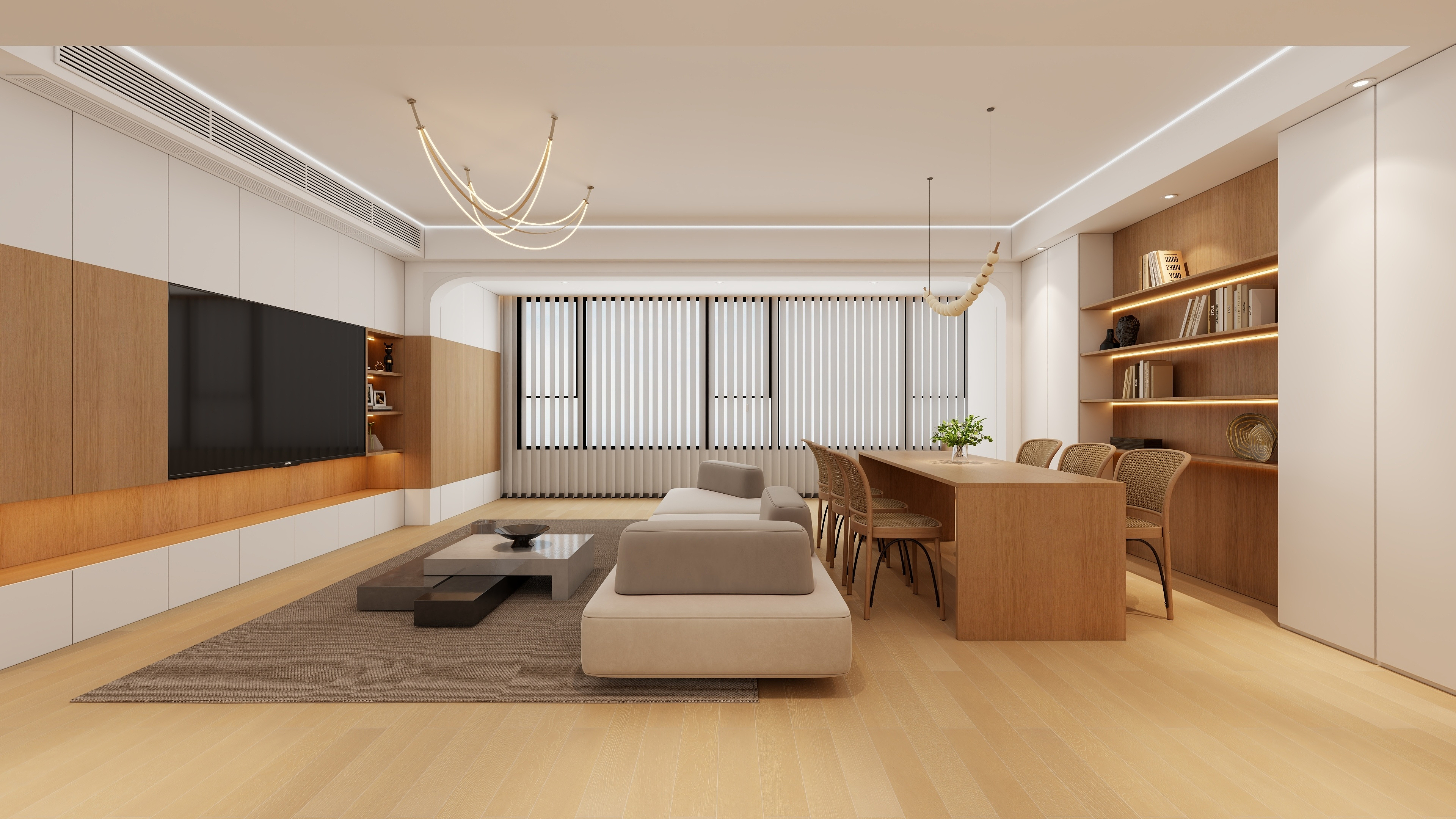 设计师丨胡月平-现代原木风138㎡4室-装修设计方案