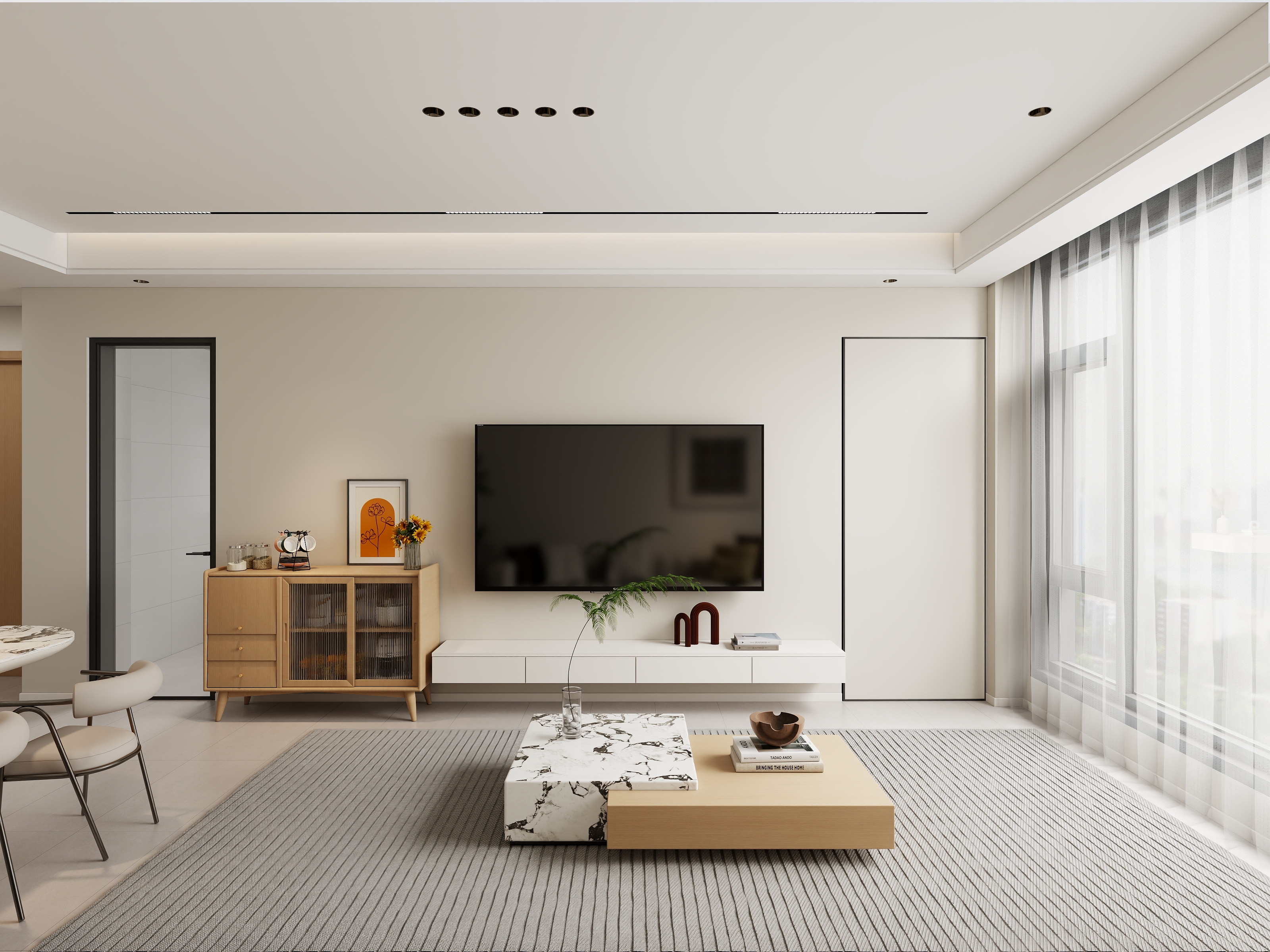 2024NEW-现代奶油风80平装修效果图