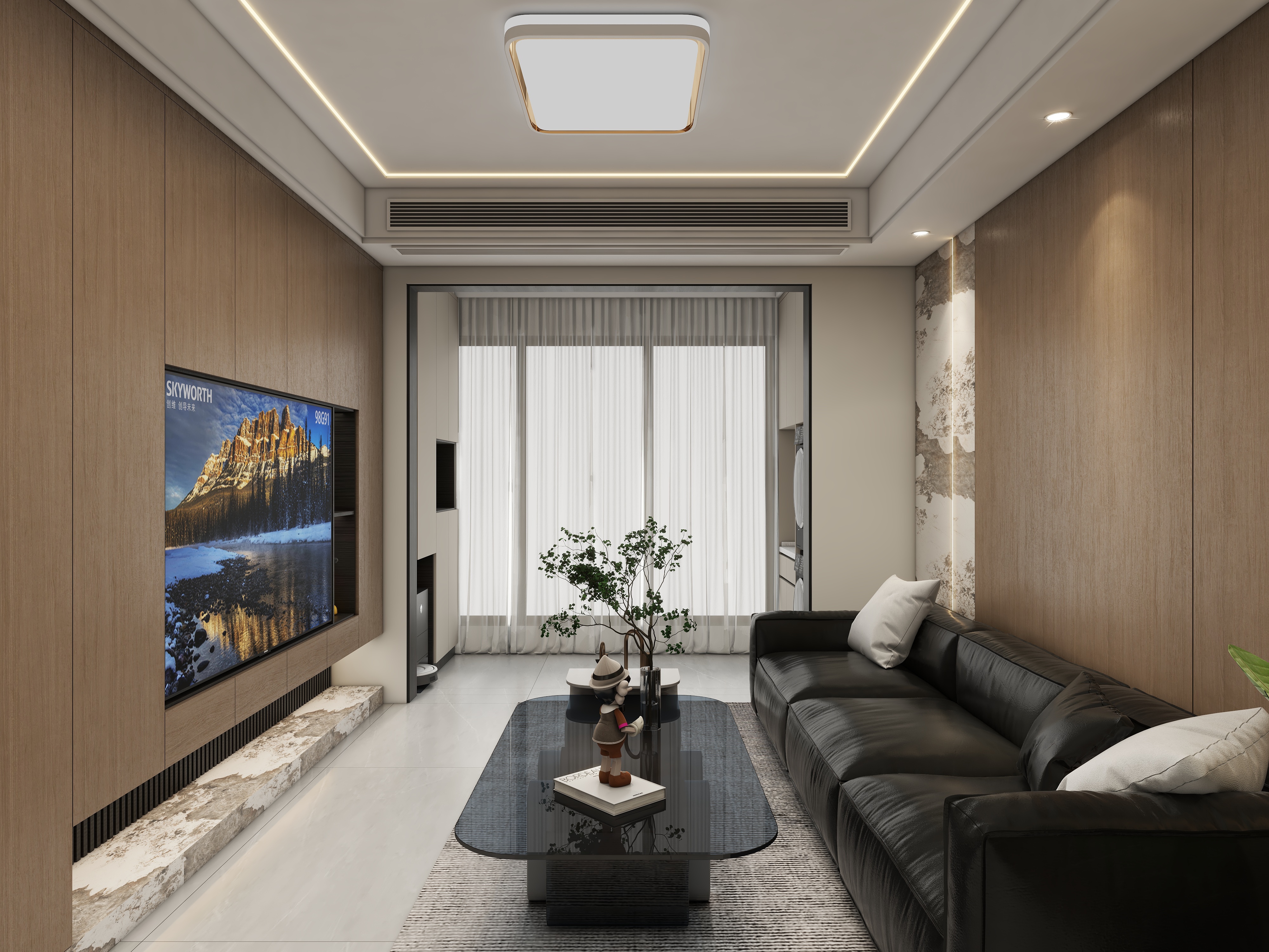 壹诺设计工作室-91㎡3室-意式简约装修效果图