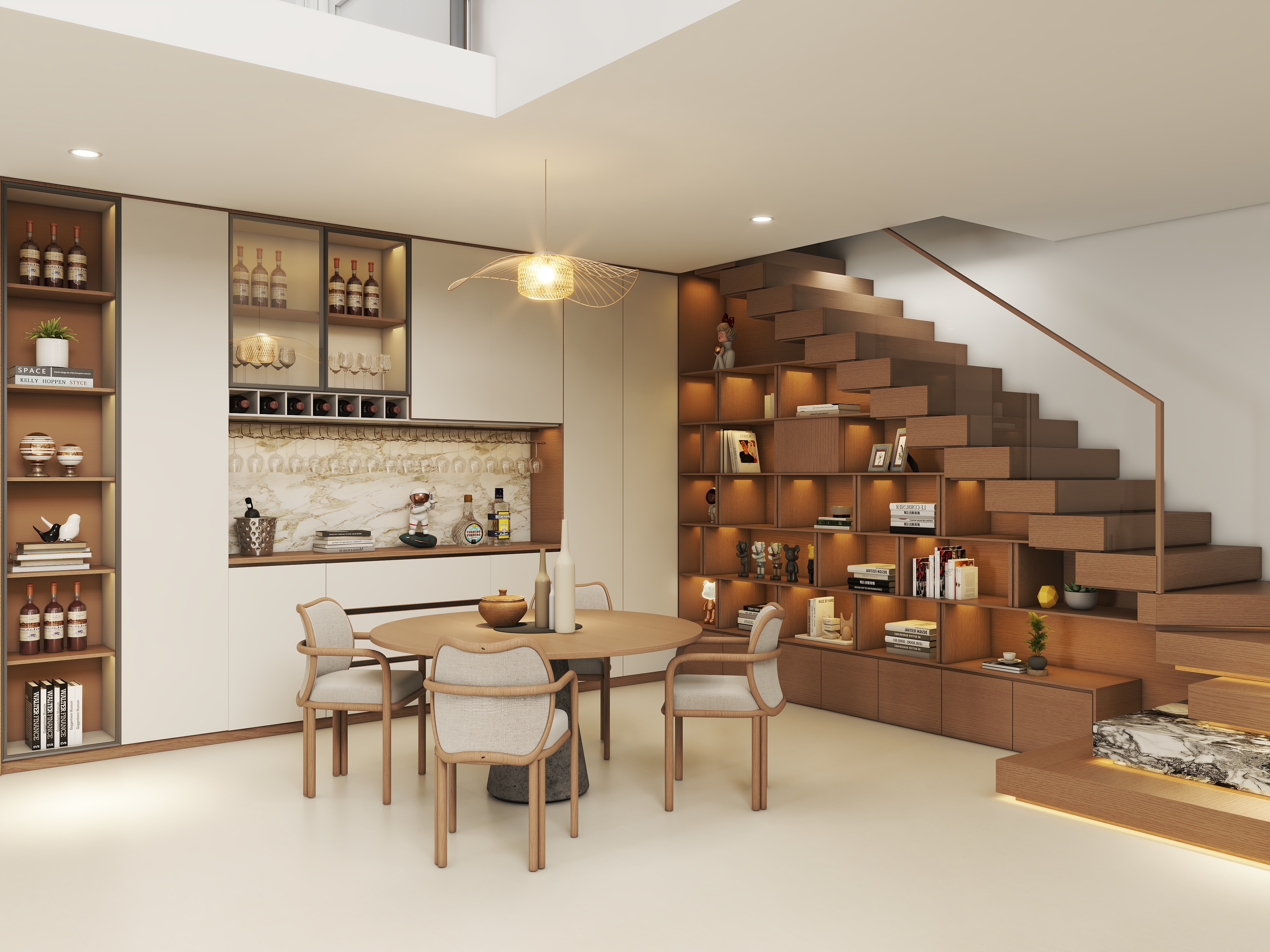 艺雅丽-中古风客餐厅复式装修效果图