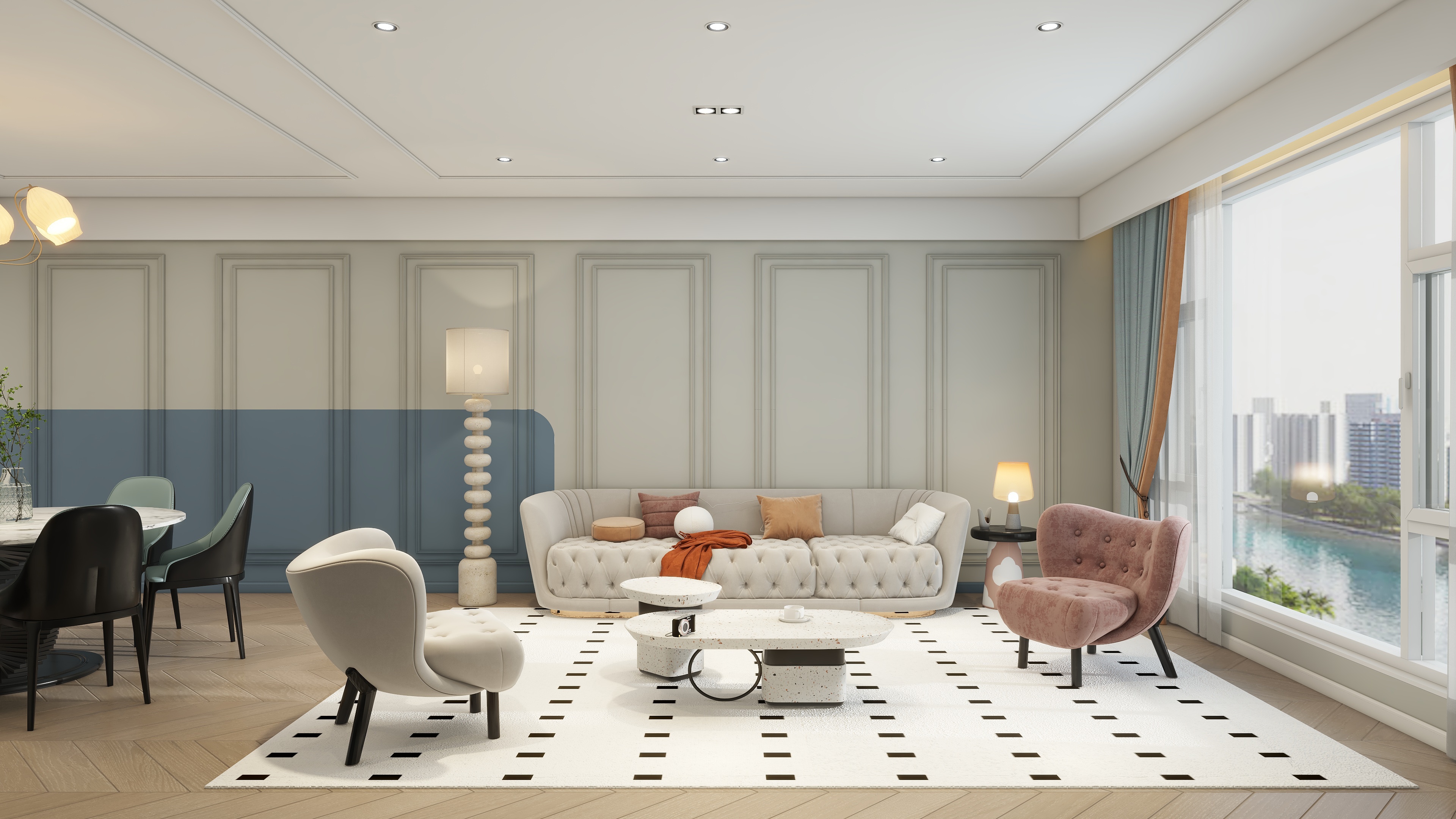 四月蚂蚁子弹飞-150m²简美风格三居装修效果图