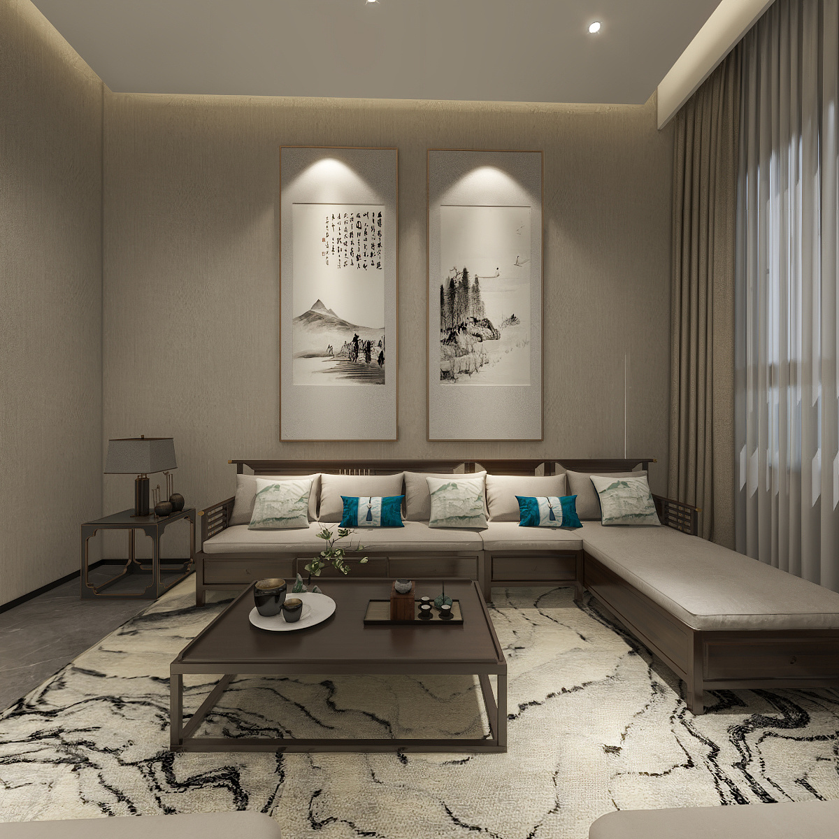 鲸鱼设计装饰-本府会所一层16人包房装修效果图第3张